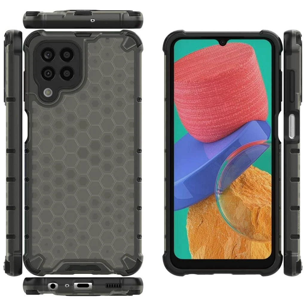 DL3 Mobilak Honeycomb Protective Case for Samsung Galaxy M33 5G, Shock-absorbing protection, Transparent design, Slim, lightweight profile - Black