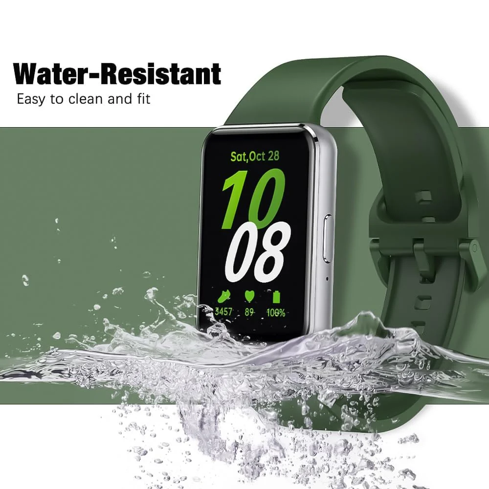 DL3 Mobilak Compatible with Samsung Galaxy Fit 3 Band, Adjustable Length Wristband Bracelet Soft Silicone Accessory Replacement Strap for Samsung Galaxy Fit 3 for Women Men - Green