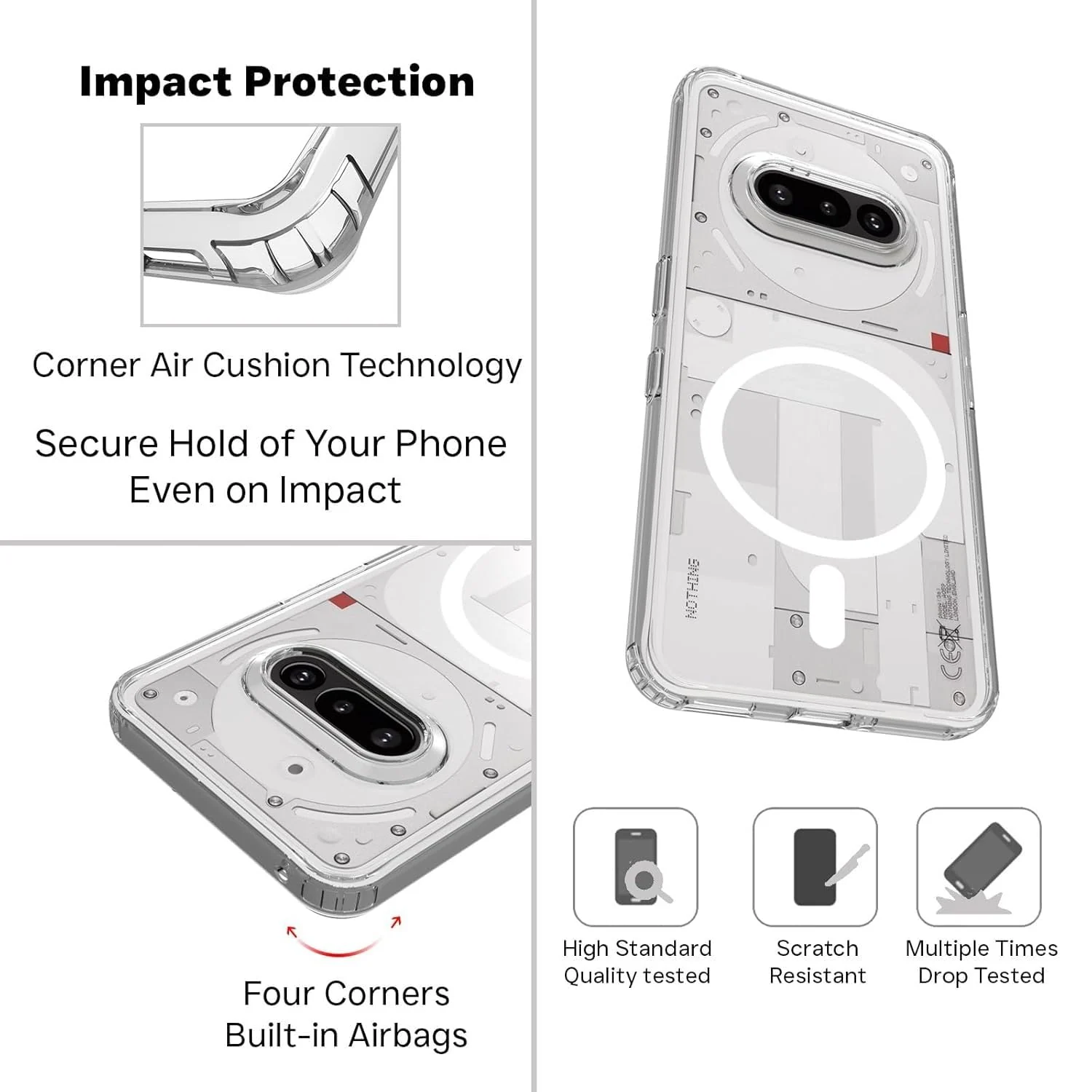 DL3 Mobilak for Nothing Phone 3A Case [Compatible with MagSafe] [Strong Magnet] [Non-Yellowing] Magnetic Slim Thin Bumper Phone Cover, Lightweight, and Durable - Clear