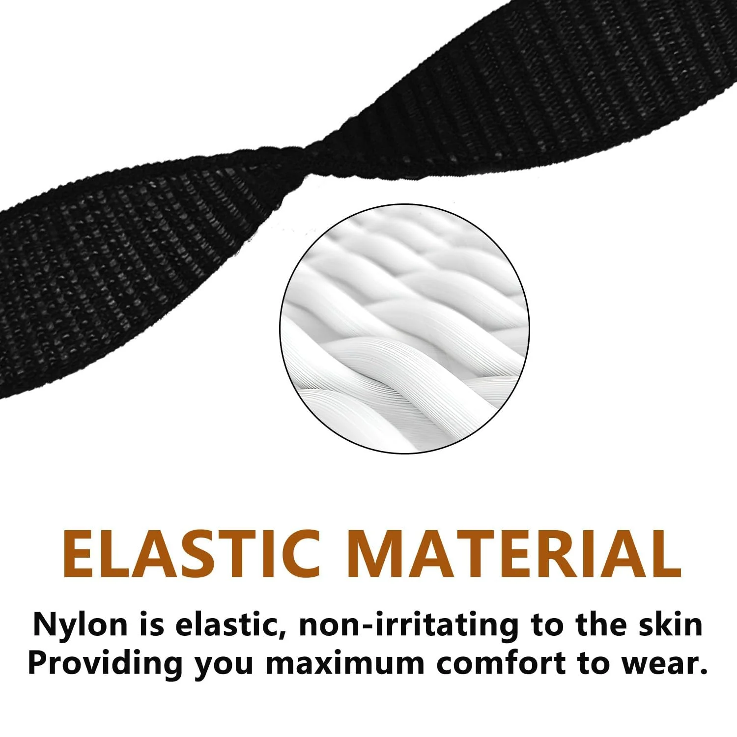 DL3 Mobilak Nylon Strap for Huawei Band 9 | Huawei Band 8 Watch Band, Men and Women Breathable Elastic Bracelet, Adjustable Straps Replacement Band Sport Watchband - Official Black