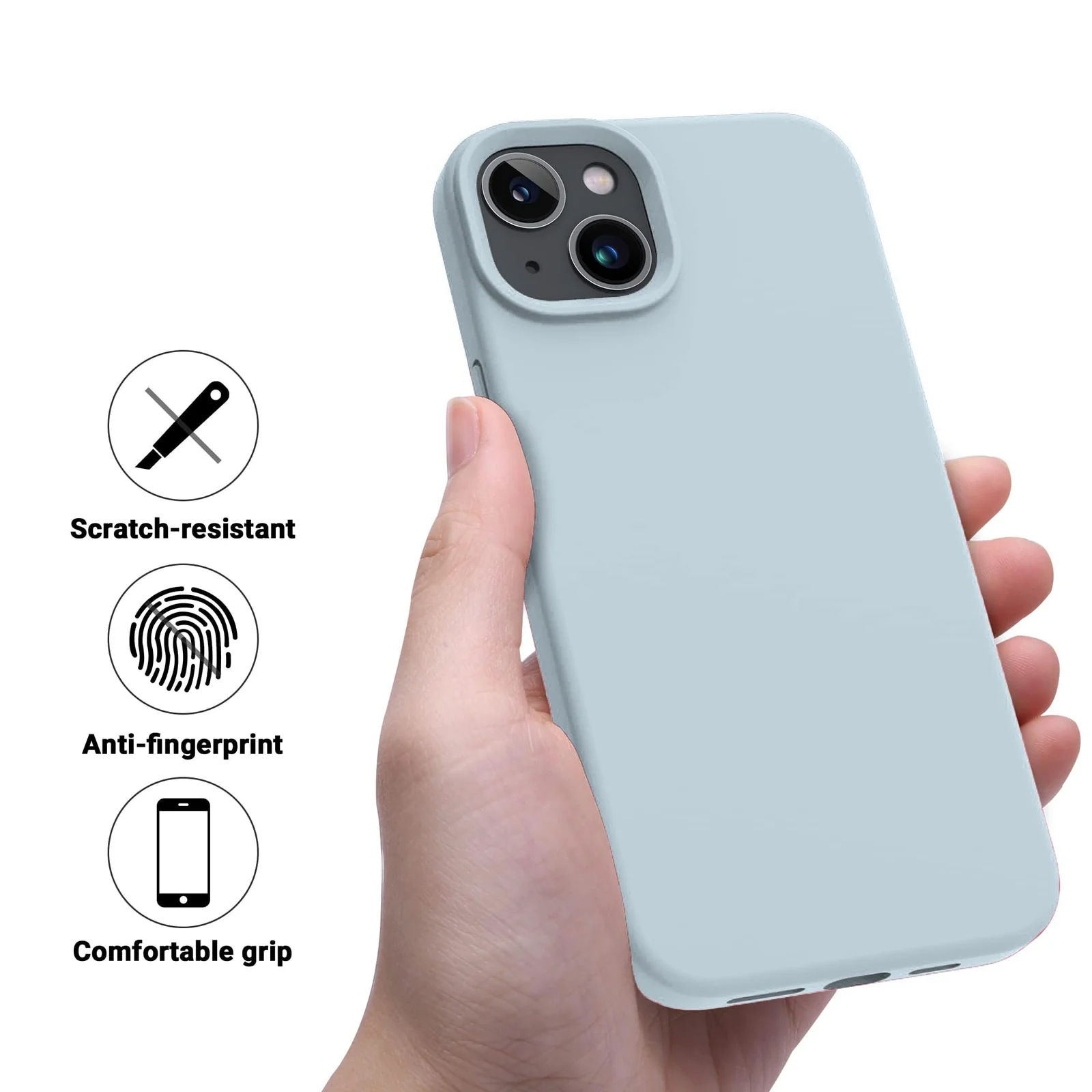 DL3 Mobilak Liquid Silicone Case for iPhone 13 / iPhone 14 (6.1 Inch), Shock-absorbing protection, Scratch-resistant surface, Soft microfiber lining - Lavender Blue