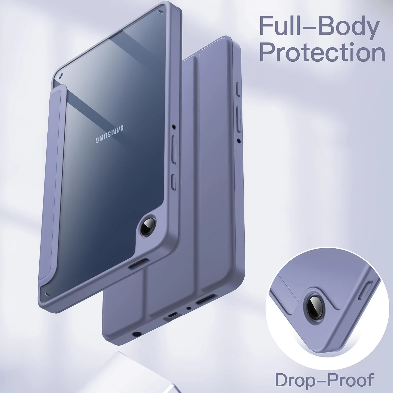 DL3 Mobilak Samsung Galaxy Tab A9+/ A9 Plus Case 11 inch 2023 (SM-X210/X216/X218) with Pen Holder, Soft TPU Back Trifold Stand Protective Smart Cover Flip, Auto Wake&Sleep - A-lavender