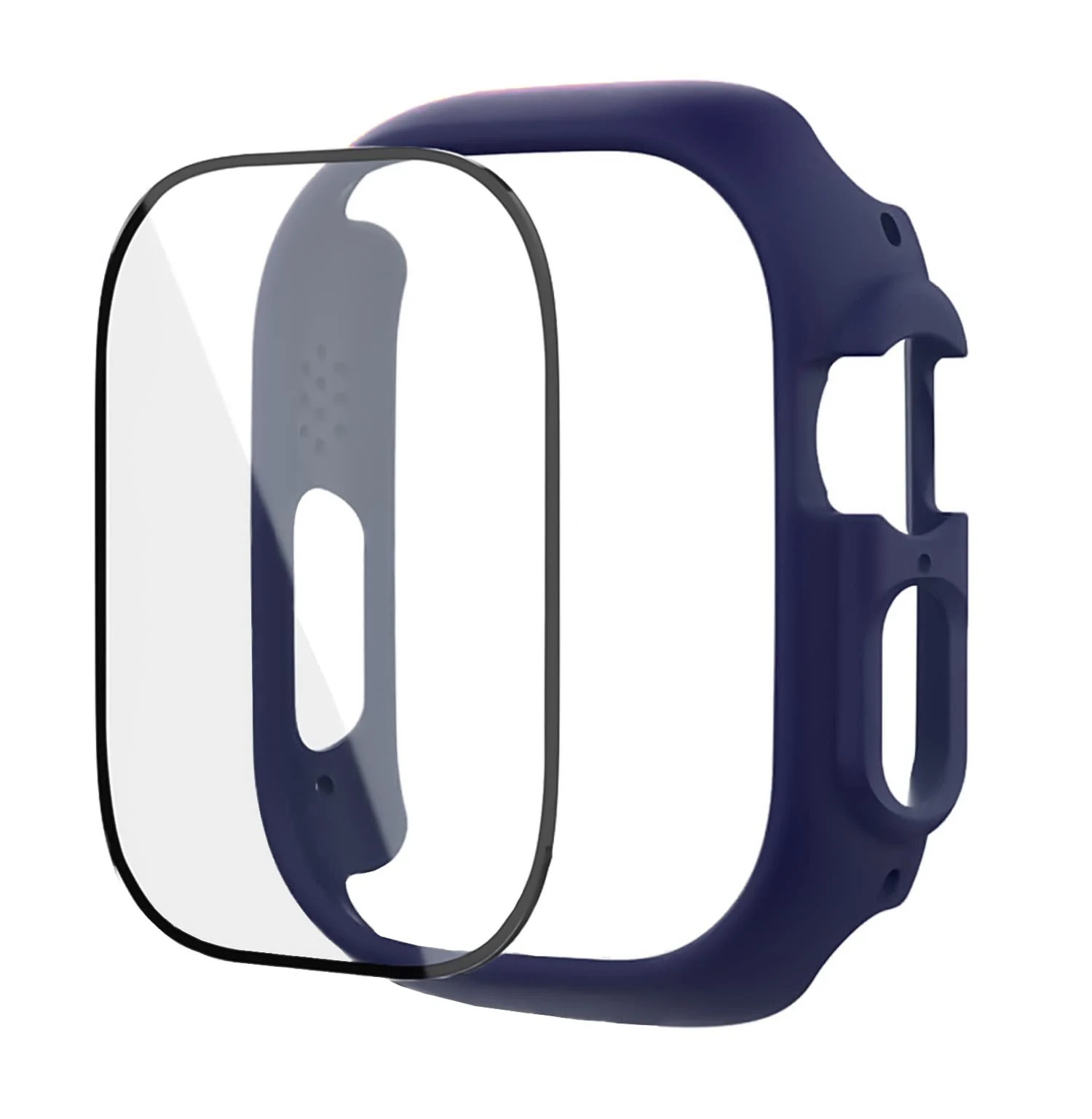 DL3 Mobilak Band with Case For Apple Watch Ultra/Ultra 2 49mm, Adjustable Silicone Sport Wristband Replacement, Strap With Cover Built-in Glass Screen Protector for iWatch Ultra 49 mm (&) - Blue & White