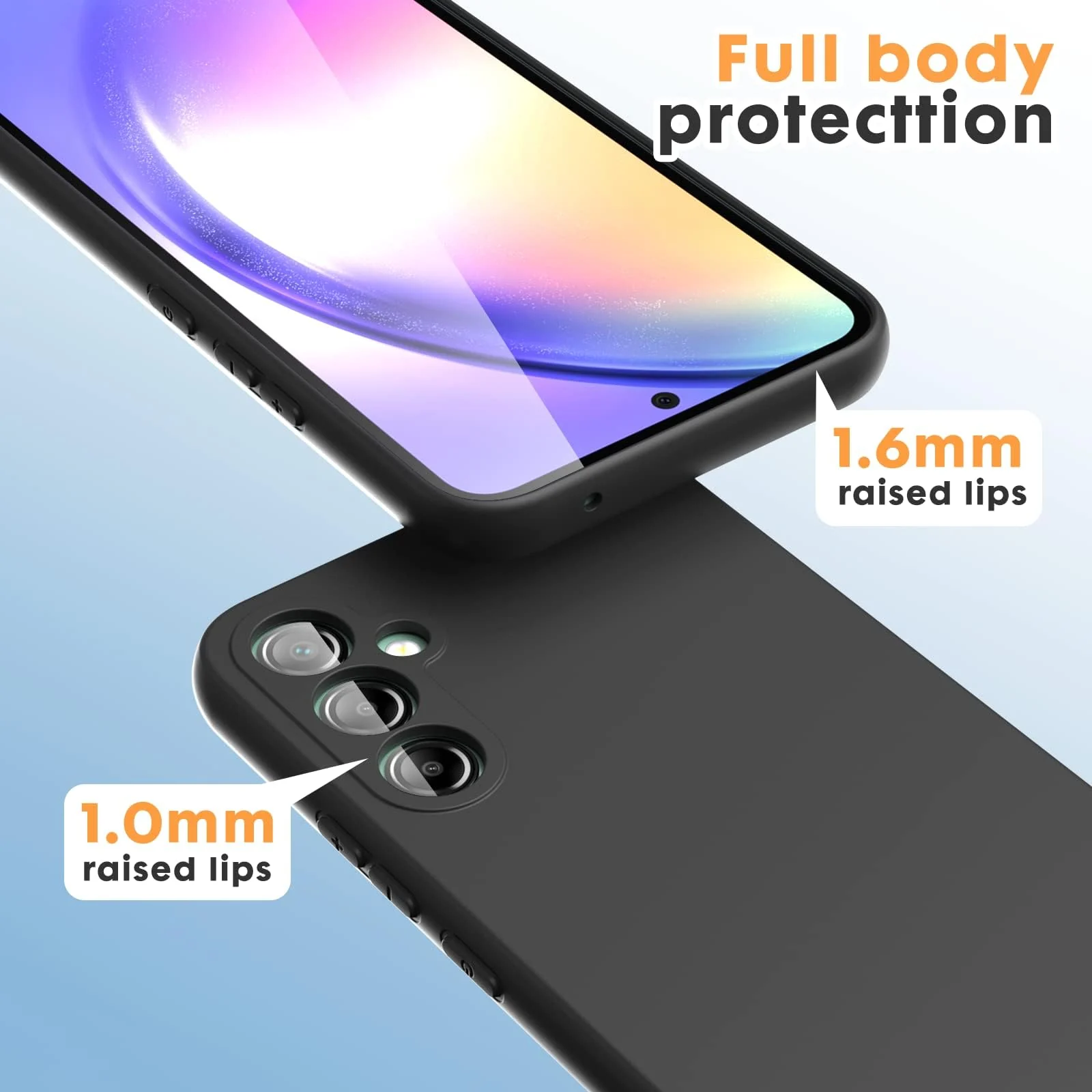 DL3 Mobilak Soft Silicone Protective Case for Samsung Galaxy A54 5G with Microfiber Lining and Shockproof Design - Black