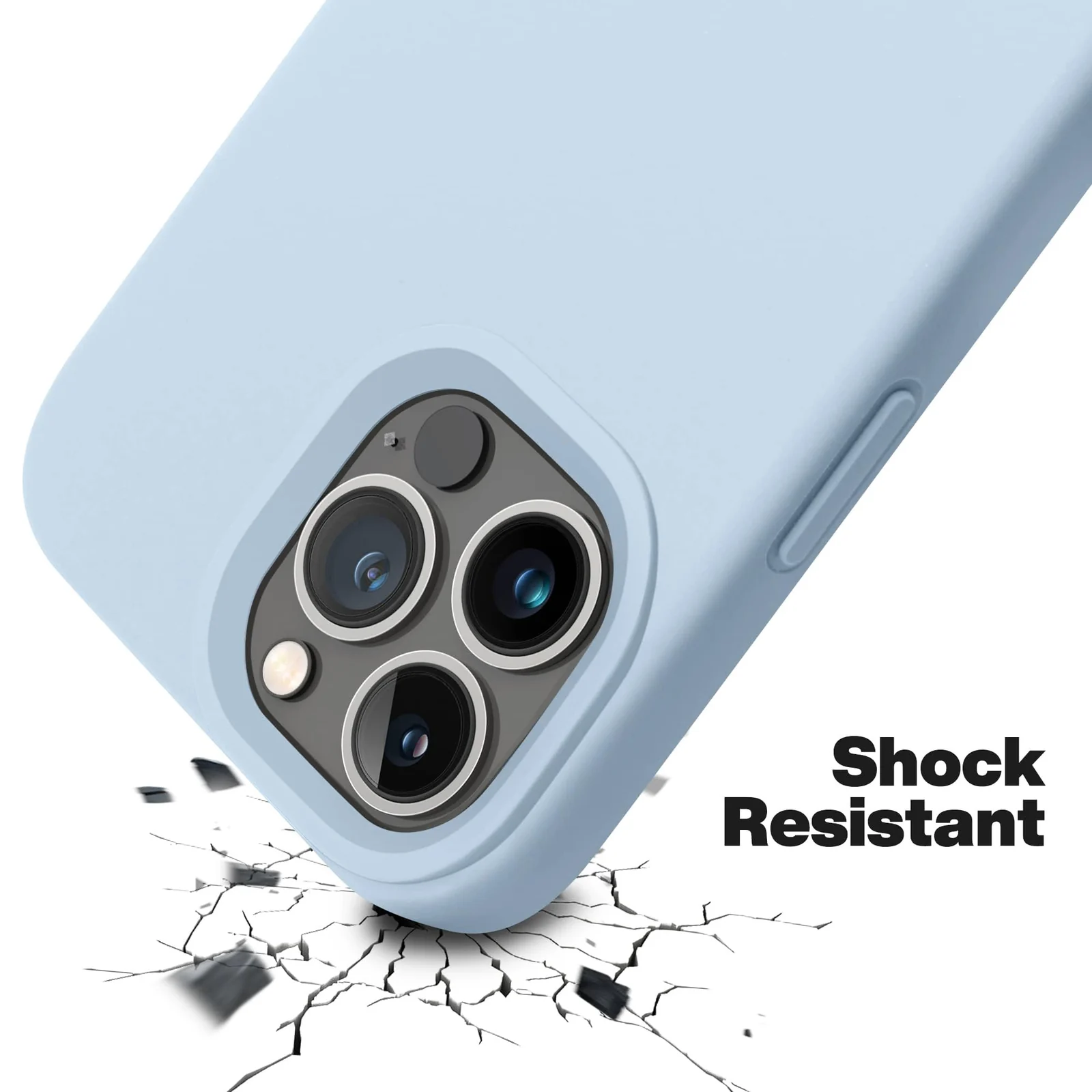 DL3 Mobilak Liquid Silicone Protective Case for iPhone 15 Pro Max with Camera Protection and Microfiber Lining - Sky Blue