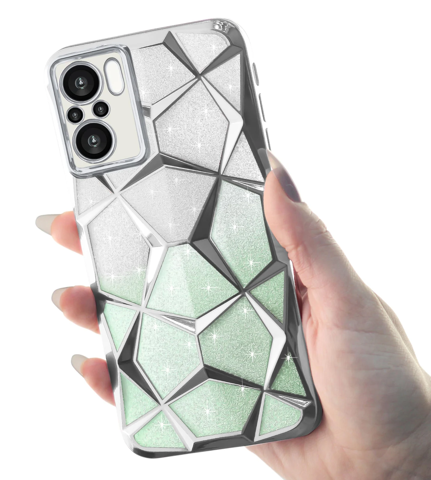 DL3 Mobilak Compatible with Xiaomi Redmi Note 10 4G Case Plating Bling Gradient Glitter Clear Cover Soft TPU Silicone Cute Camera Protection Shockproof Back for Women Girls Case