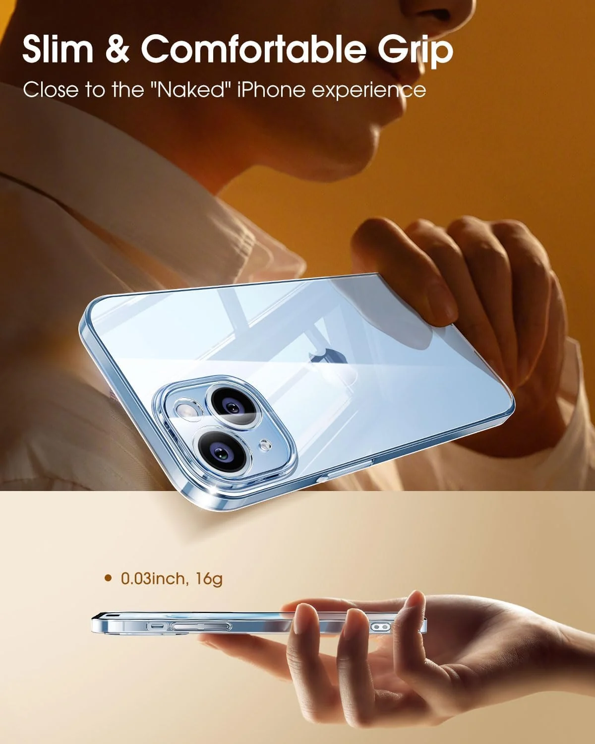 DL3 Mobilak Clear TPU Protective Case for iPhone with Camera Protection and Shockproof Design - Clear