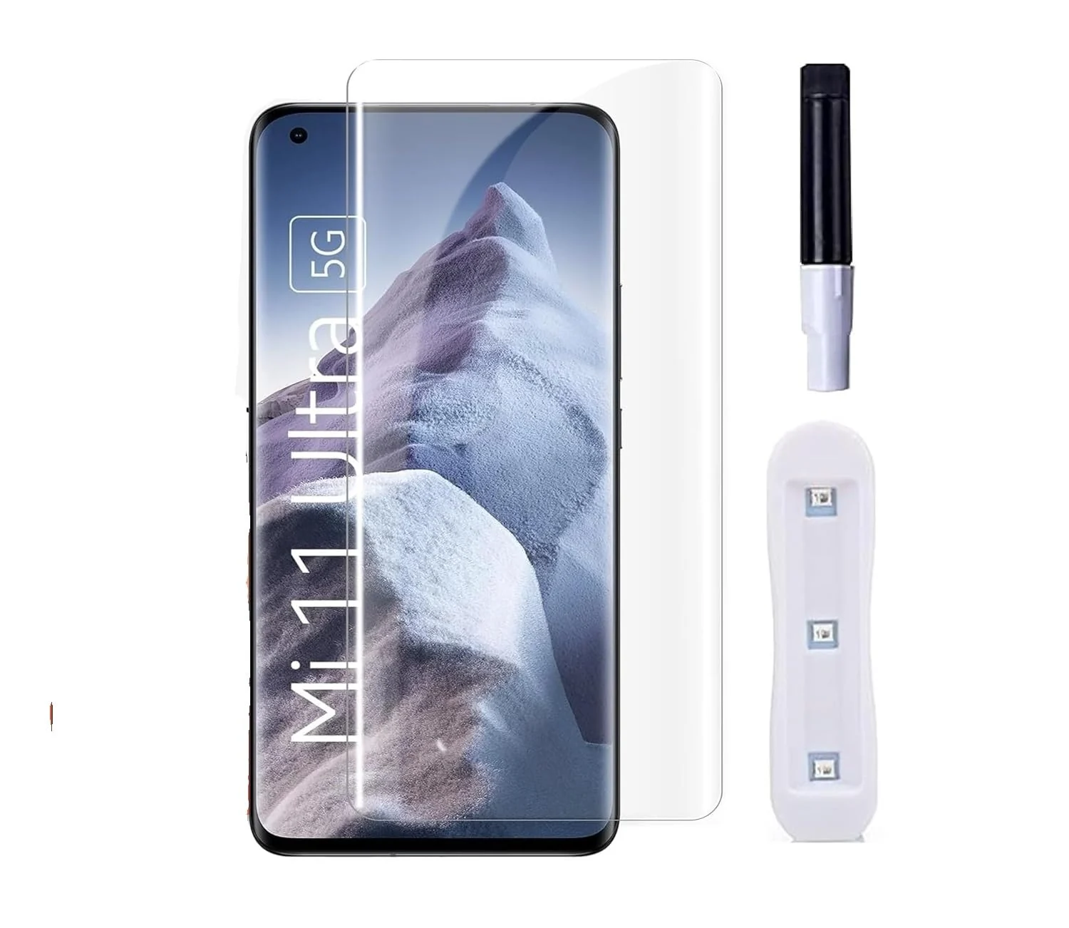 DL3 Mobilak Xiaomi Mi 11 Ultra 5G Screen Protector [Liquid UV Tempered Glass] Full Screen adhesive [Sensitive Touch][Fingerprint Sensor Compatible] HD - Clear