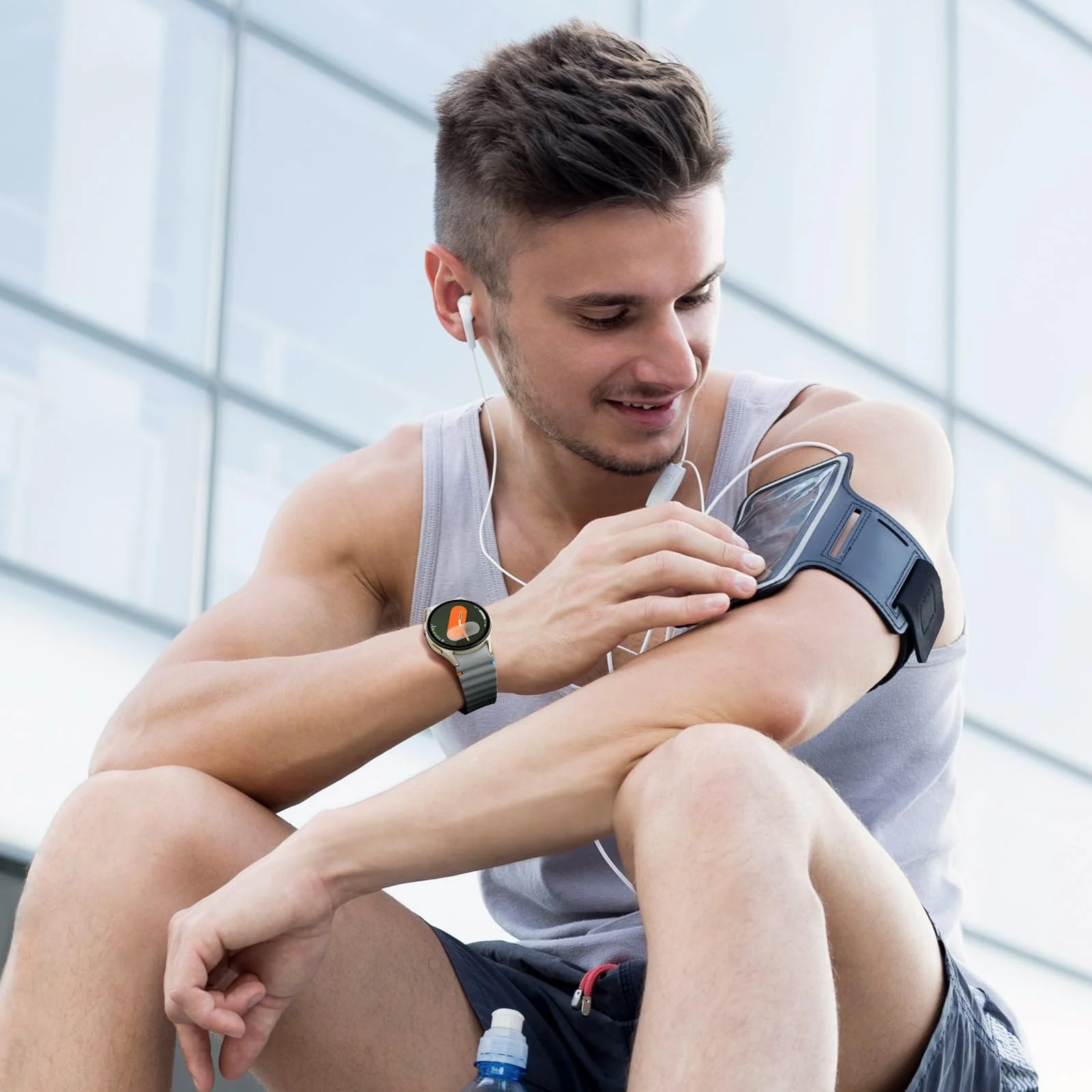 DL3 Mobilak No Gap Sport Bands For Samsung Galaxy Watch 7 6 5 4 FE Strap 40mm 44mm, Soft Silicone Sport Band for Galaxy Watch 6 Classic Straps 47mm 43mm/Galaxy Watch 5 Pro/Watch 4 Classic 42mm 46mm for Men Women - Gray