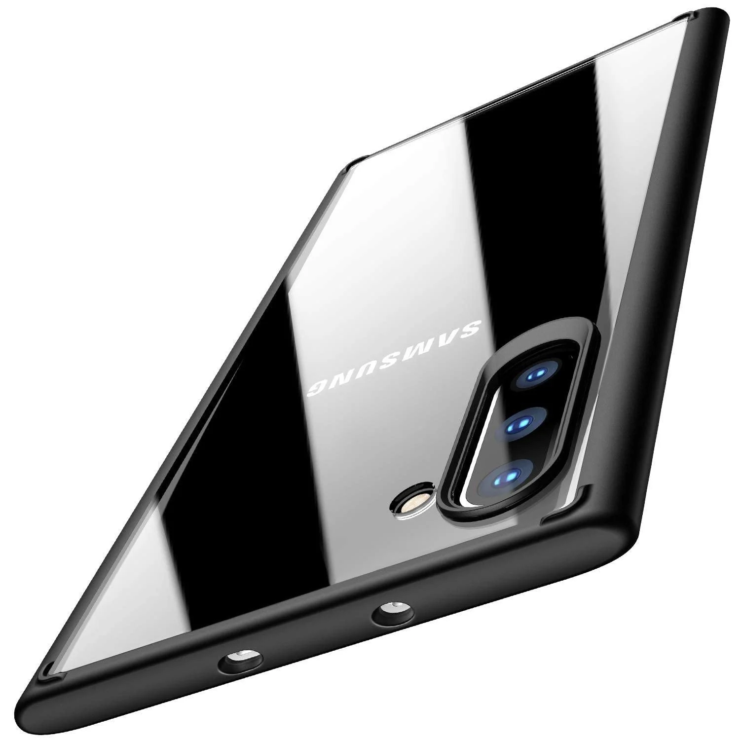 DL3 Mobilak Case Compatible With Samsung Note 10, Clear Case Shockproof Hard PC +Soft Silicone [Not Yellowing] Transparent Protective Slim Case Phone - Black