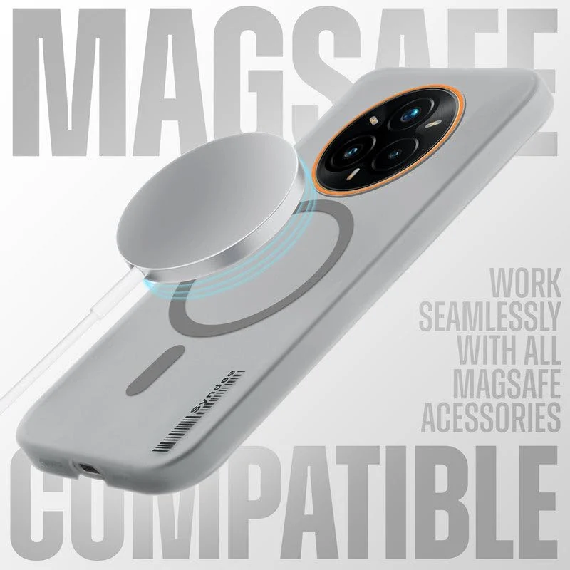 DL3 Mobilak Matte MagSafe-Compatible Magnetic Case for Honor Magic7 Pro with Camera Protection and Ring Holder - Gray