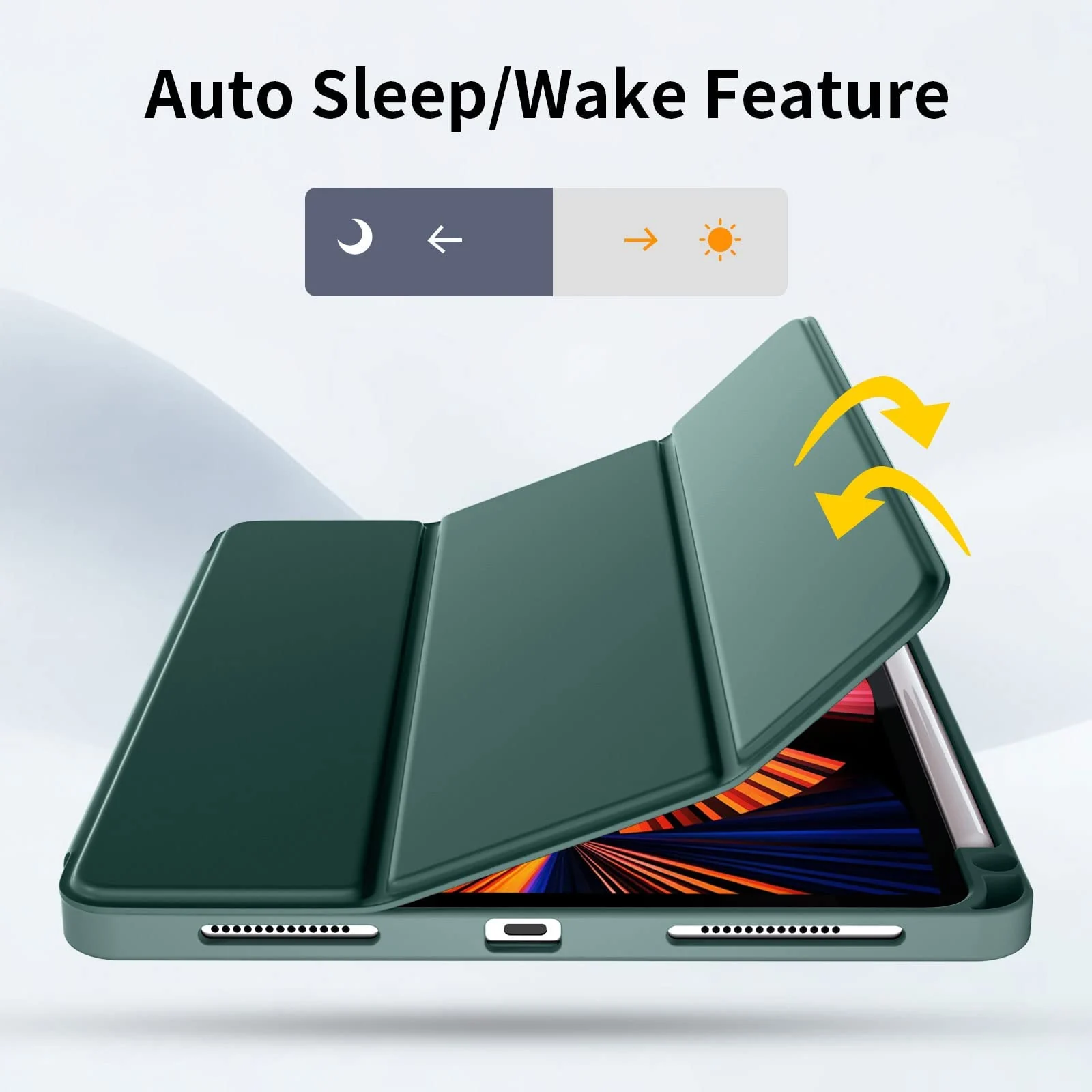 DL3 Mobilak Samsung Galaxy Tab A9 Cover Case 8.7 inch Tablet Cover [SM-X110/X115/X117] Case with Pen Holder, Soft TPU Back Trifold Stand Protective Smart Cover Flip, Auto Wake&Sleep - Green
