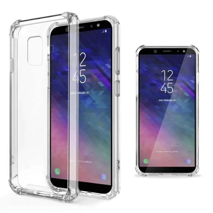 DL3 Mobilak Case Compatible with Samsung Galaxy A6 (2018), Cover Silicone TPU Gorilla Anti-shock Protector Camera Shockproof Corners - Clear
