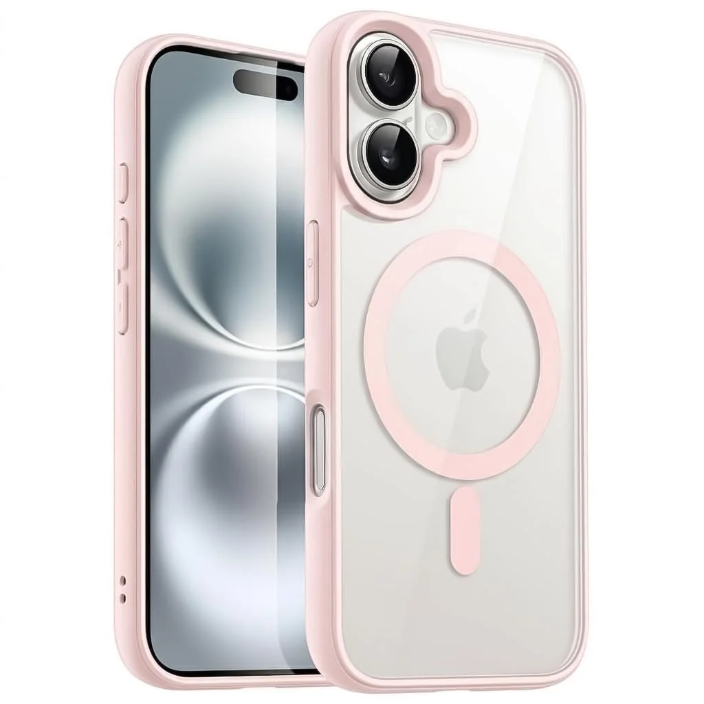 DL3 Mobilak Clear MagSafe-Compatible Magnetic Case for iPhone 17 with Military-Grade Protection - Pink