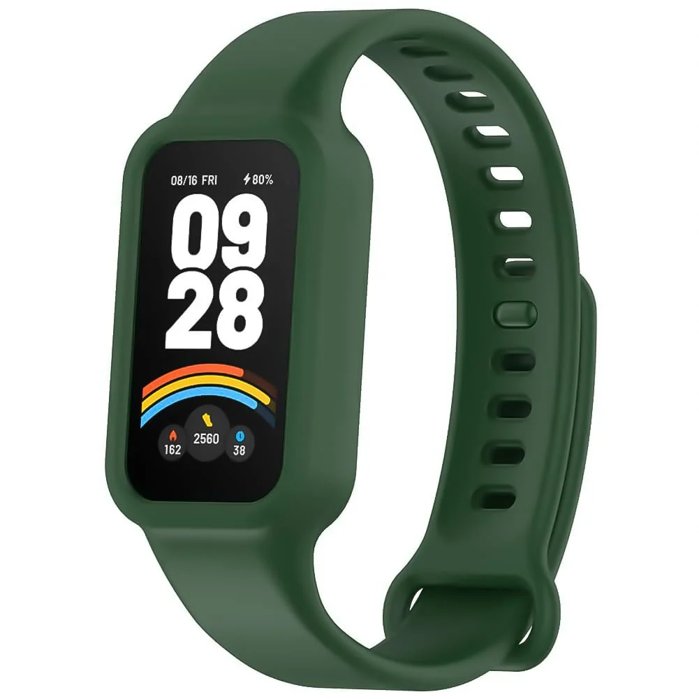 DL3 Mobilak Compatible with Xiaomi Smart Band 9 Active/Xiaomi Redmi Smart Band 3 Replacement Silicone Wrist Strap Bracelet Band Soft And Durable Watch Accessories - Green