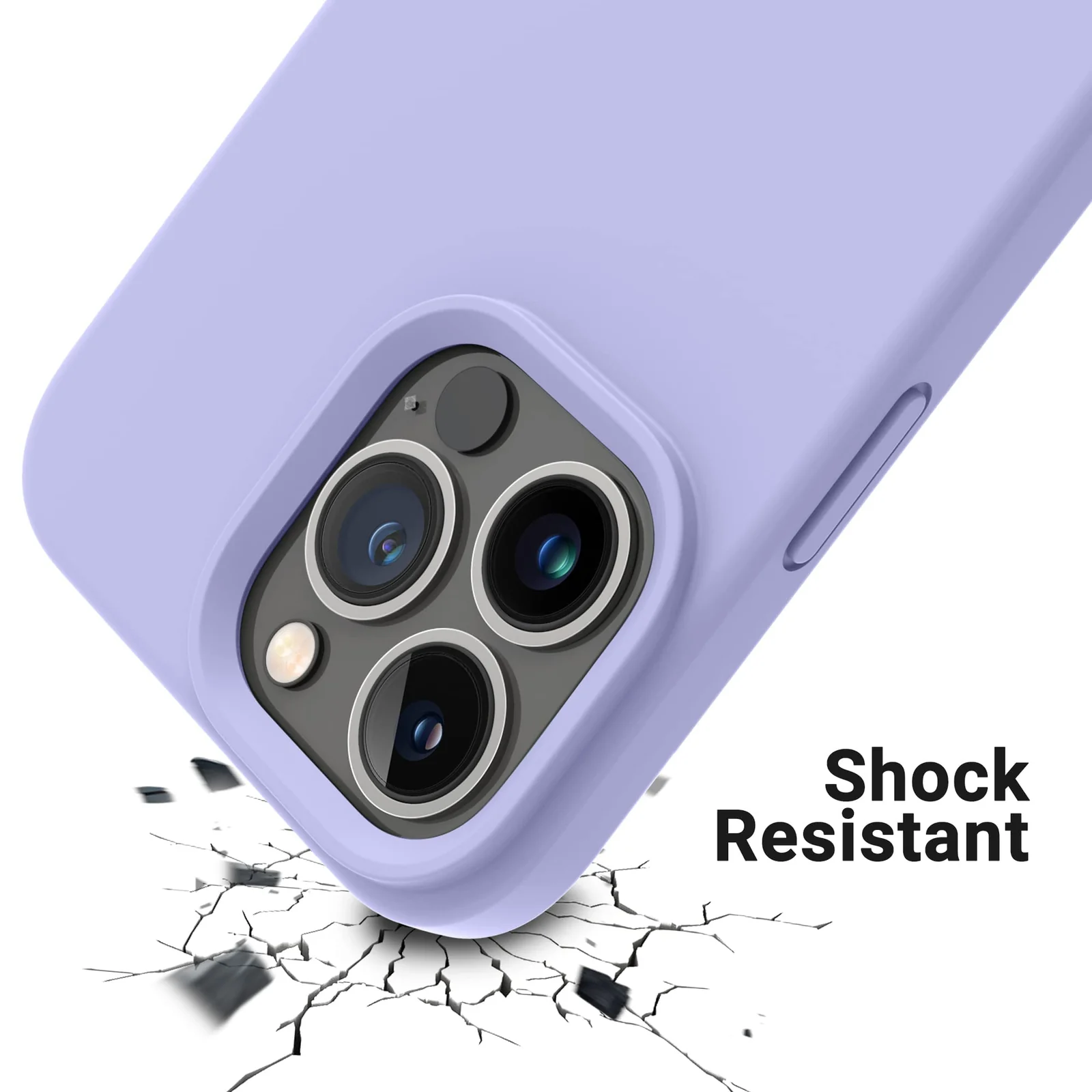DL3 Mobilak Liquid Silicone Protective Case with Soft Microfiber Lining for iPhone 13 Pro Max (6.7 Inch) - Light Purple