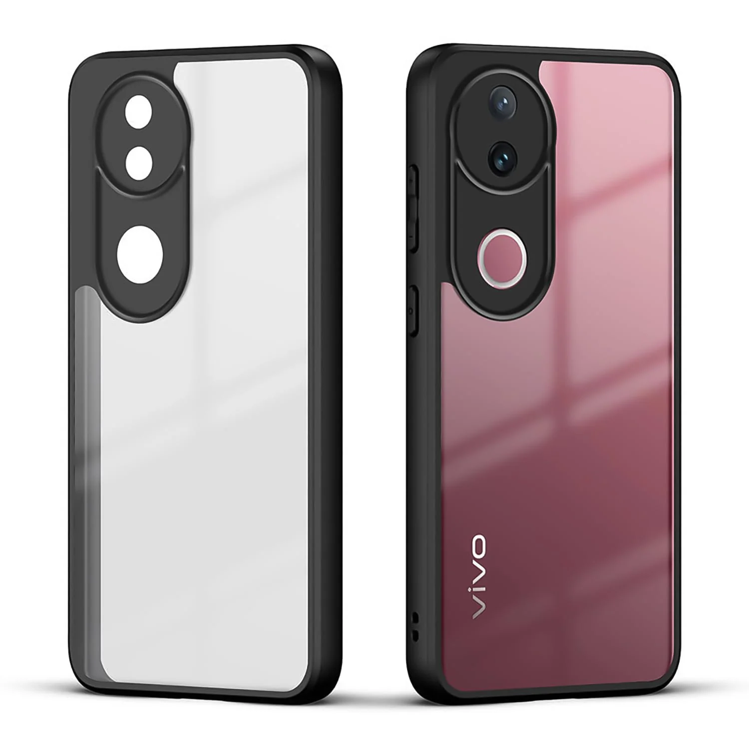 DL3 Mobilak Compatible with Vivo V50 5G / Vivo V50E Case Transparent, Military-Grade Shockproof Anti-Yellowing, Slim Protective Phone Case Full Bumper Cover With Camera Protective - Black