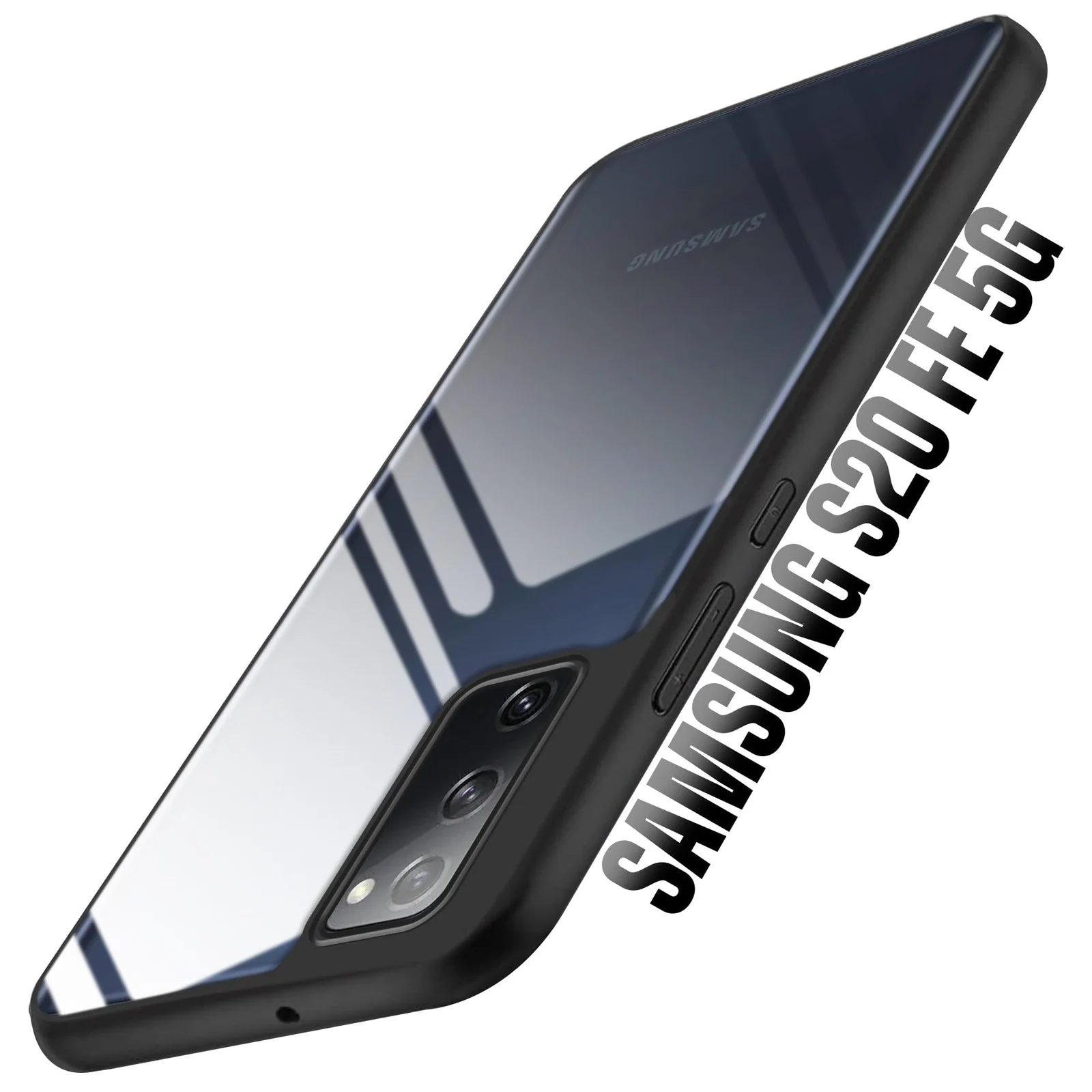 DL3 Mobilak Clear PC and TPU Protective Case for Samsung Galaxy S20 FE 5G with Military-Grade Protection and Anti-Yellowing Design - Black