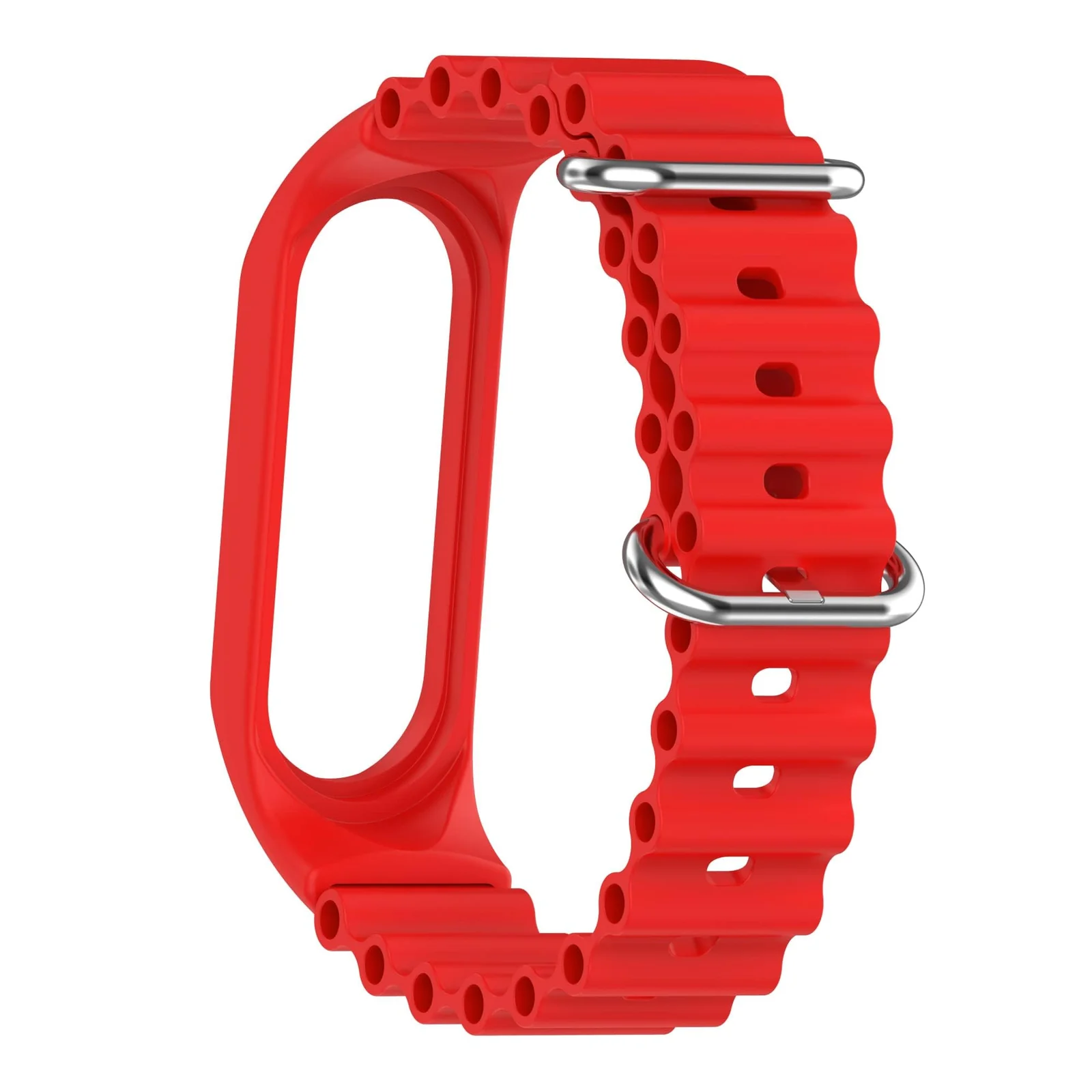 DL3 MOBILAK Ocean Band for Xiaomi Mi Band 7/Mi Band 6/Mi Band 5/Mi Band 4/Mi Band 3,Adjustable Silicone Stretchy Sport Strap Women Men Replacement Wristband - Red