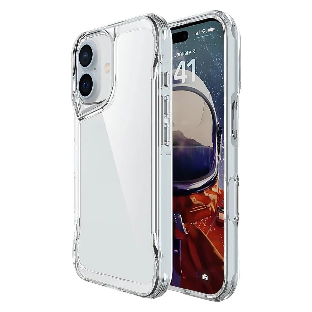 DL3 Mobilak Rugged Protective Case for iPhone 16 6.1-Inch, Supports wireless charging, Shock-absorbing protection, Non-slip grip - Clear