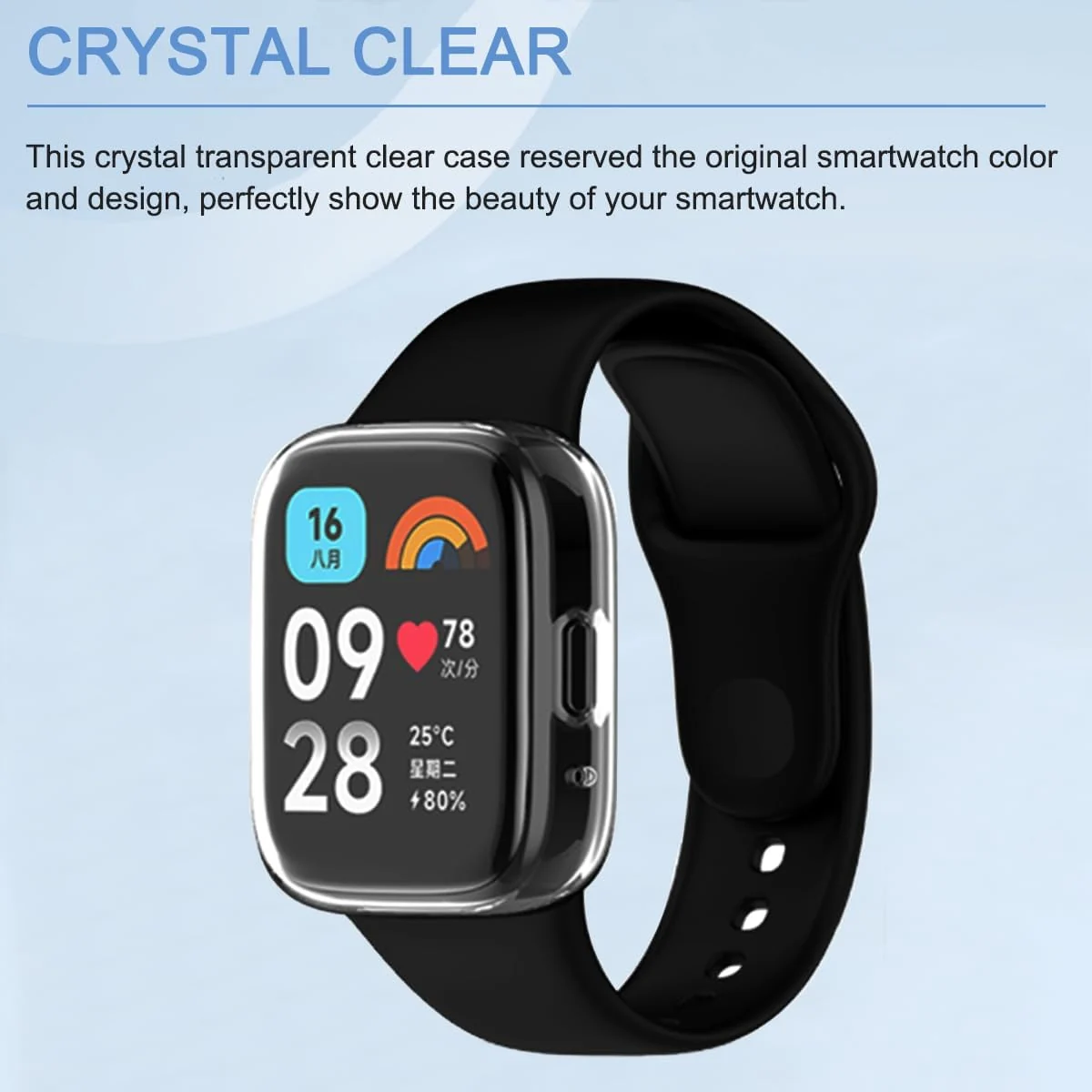 DL3 Mobilak Case for Xiaomi Redmi Watch 3 Lite/Active With Built-in Screen Protector, All-Around Soft TPU Shockproof Cover, Slim Guard Thin Bumper Shell Protector - Clear