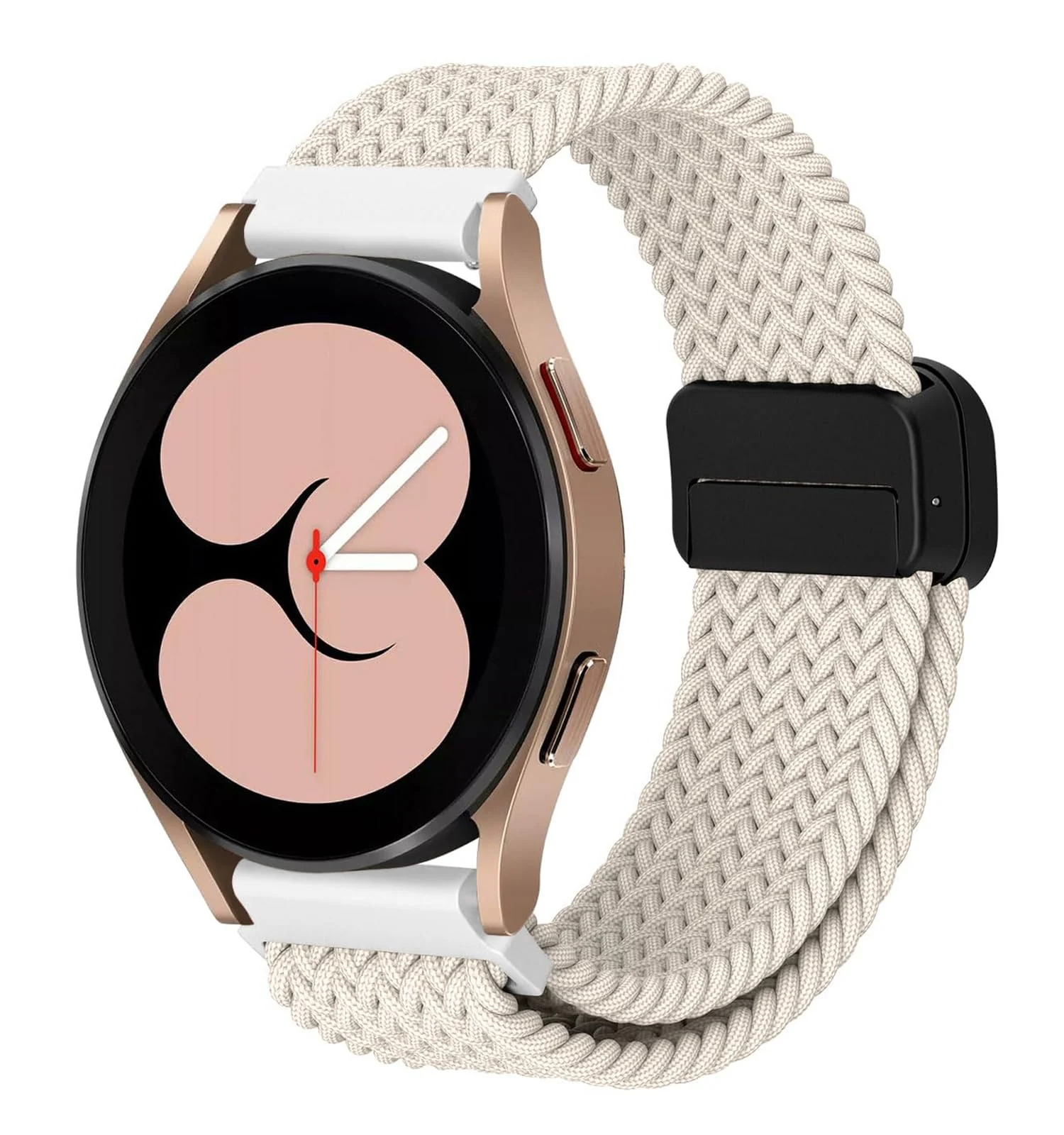DL3 Mobilak 20mm Magnetic Band for Samsung Galaxy Watch 7/6/5/4/FE Band 40mm 44mm/Galaxy Watch 6/4 Classic Bands 47mm 43mm 46mm 42mm/Watch 5 pro 45mm/3 41mm/Active 2, Stretchy Braided Nylon Magnetic Sport Strap - Starlight