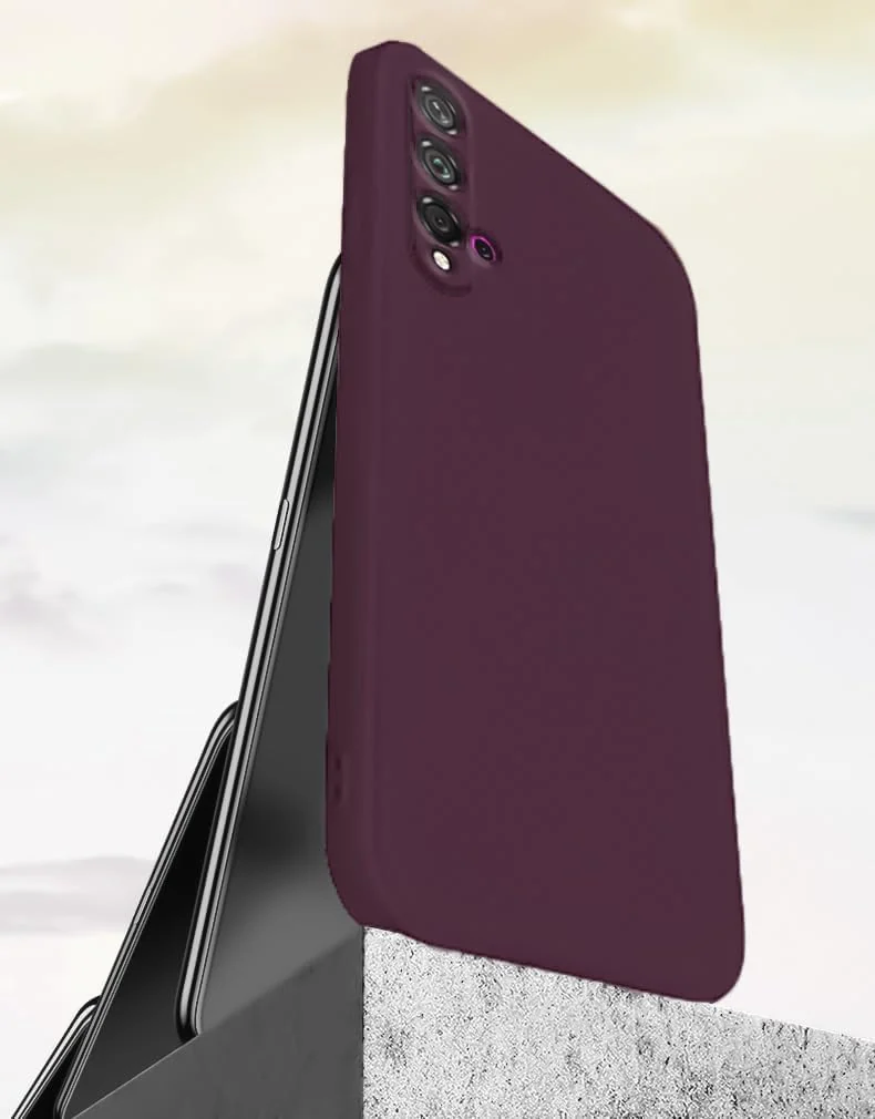 DL3 Mobilak Liquid Silicone Protective Case for Huawei nova 5T with Microfiber Lining and Shockproof Design - Wine Red