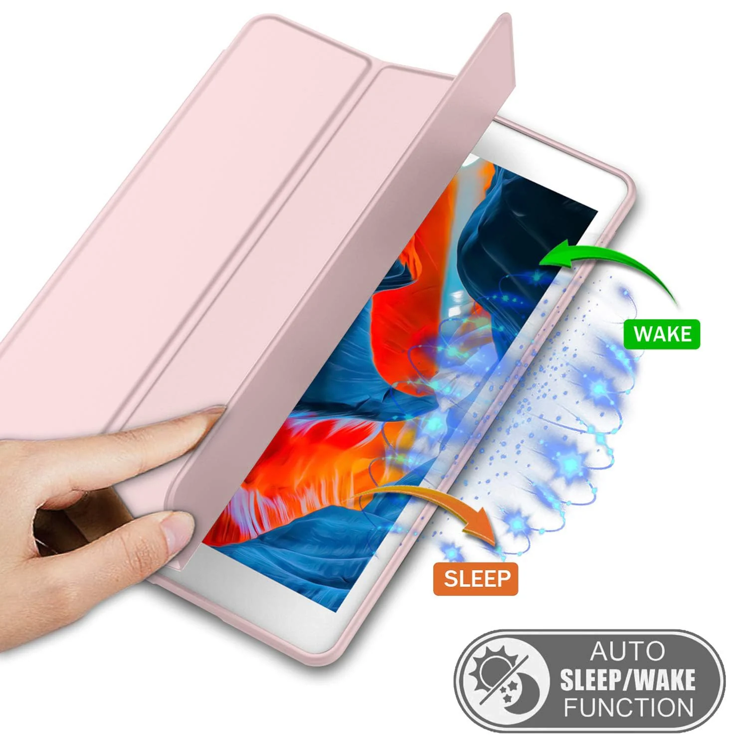 DL3 Mobilak Case For iPad 9.7-inch, (2018/2017), iPad Pro 9.7 Inch 2016, iPad Air 2nd/1st Smart Cover with Pencil Holder and Soft Silicone Back, Full Body Protection, Auto Wake/Sleep - Pink Sand