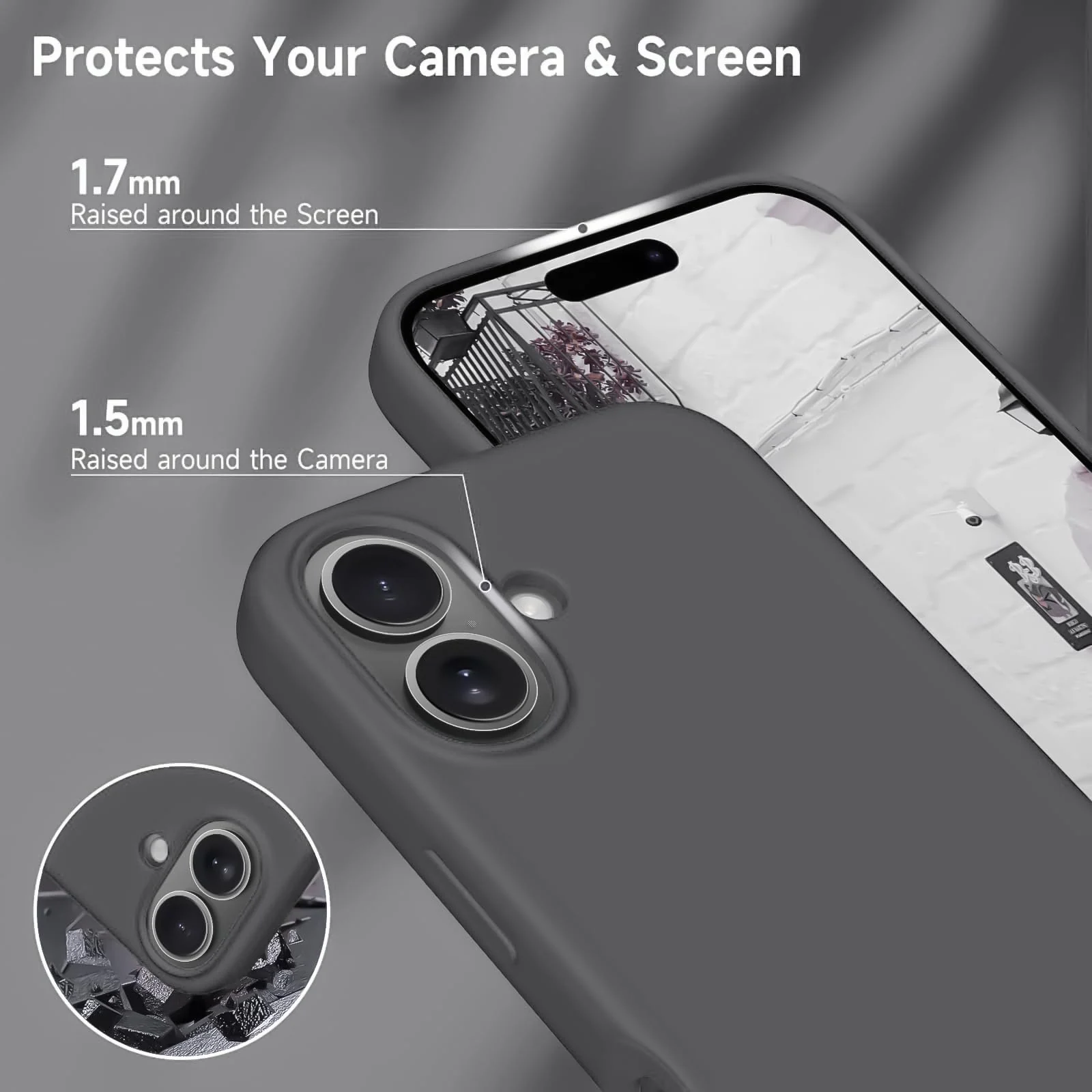 DL3 Mobilak Liquid Silicone Case for iPhone 16 + Plus 6.7-Inch, Supports wireless charging, Shock-absorbing protection, Scratch-resistant surface - Midnight Blue