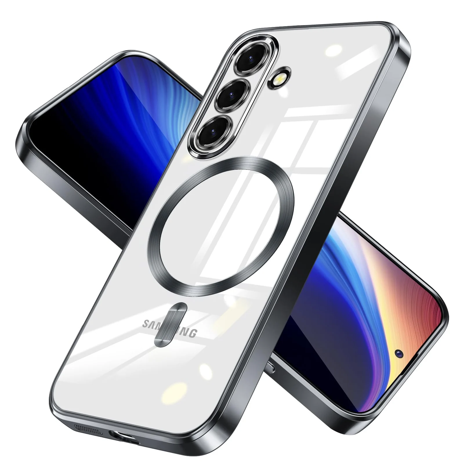 DL3 Mobilak Clear MagSafe-Compatible TPU Case and Camera Lens Protector for Samsung Galaxy A36 5G - Black