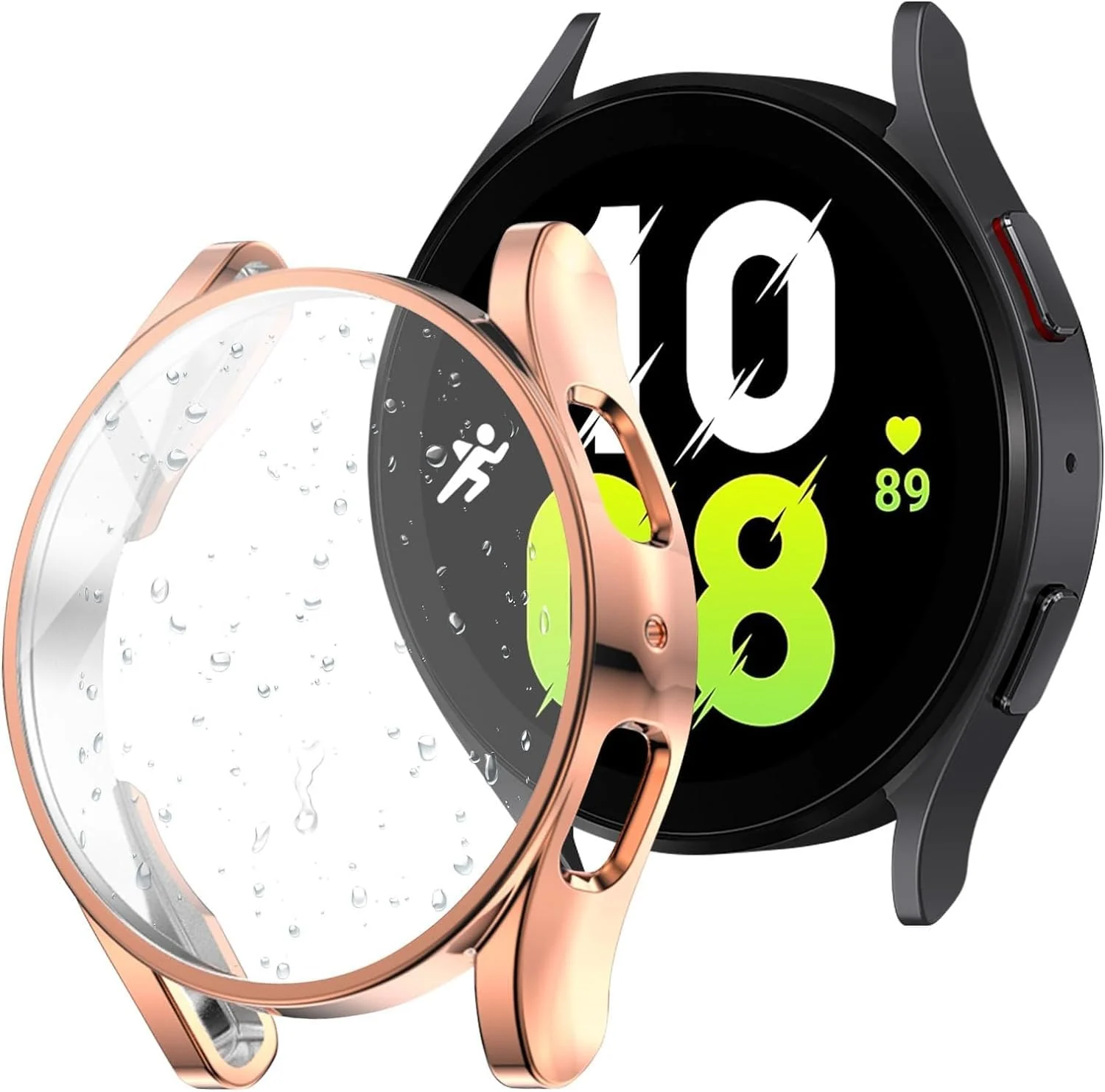 DL3 Mobilak Case Compatible with Samsung Galaxy Watch 4 40mm 2021 & Watch 5 40mm 2022 Case All-Around Screen Protector Watch Soft TPU Shockproof Cover Slim Guard Thin Bumper Shel Protector - Rose Gold