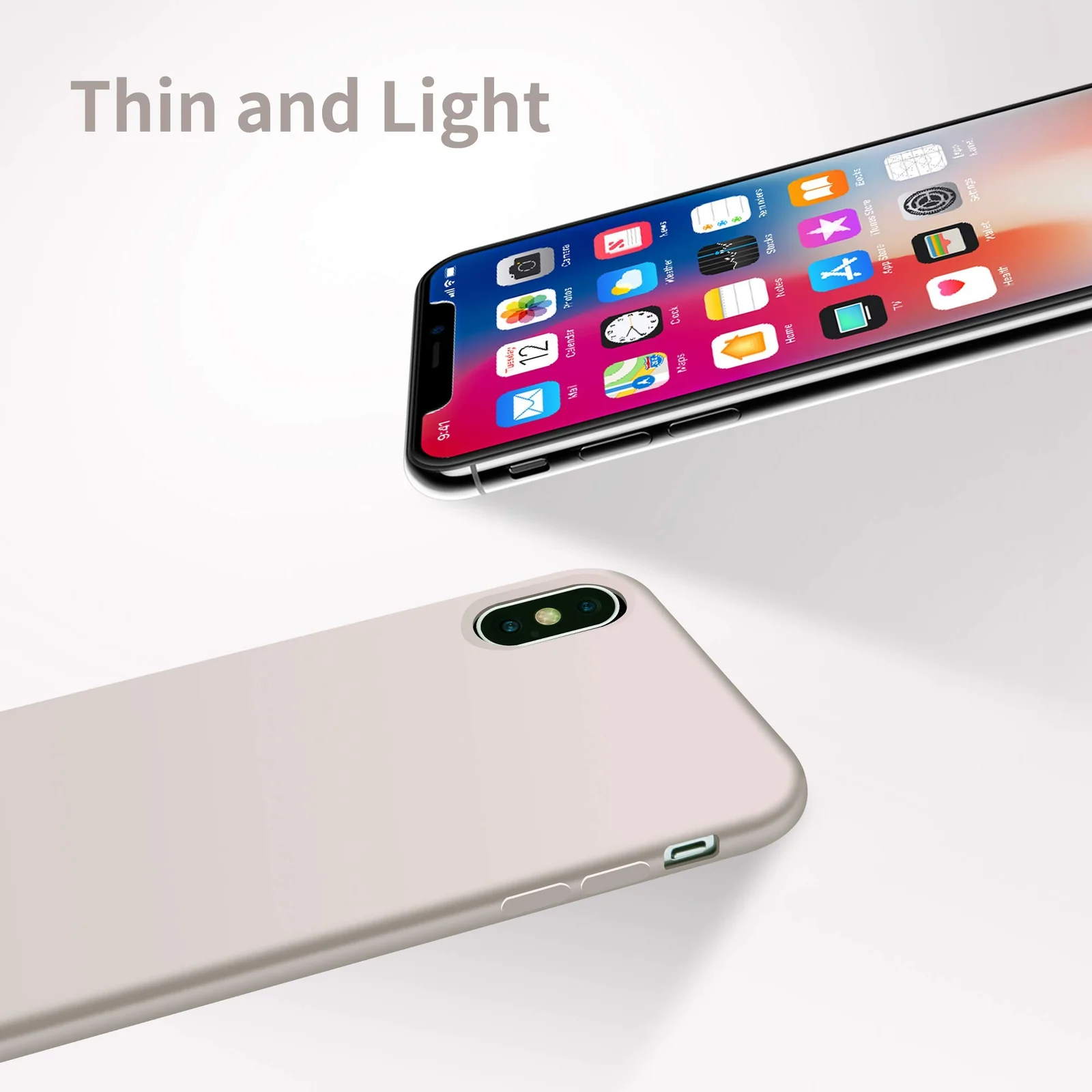 DL3 Mobilak Liquid Silicone Protective Case with Soft Microfiber Lining for iPhone X / iPhone XS - Stone