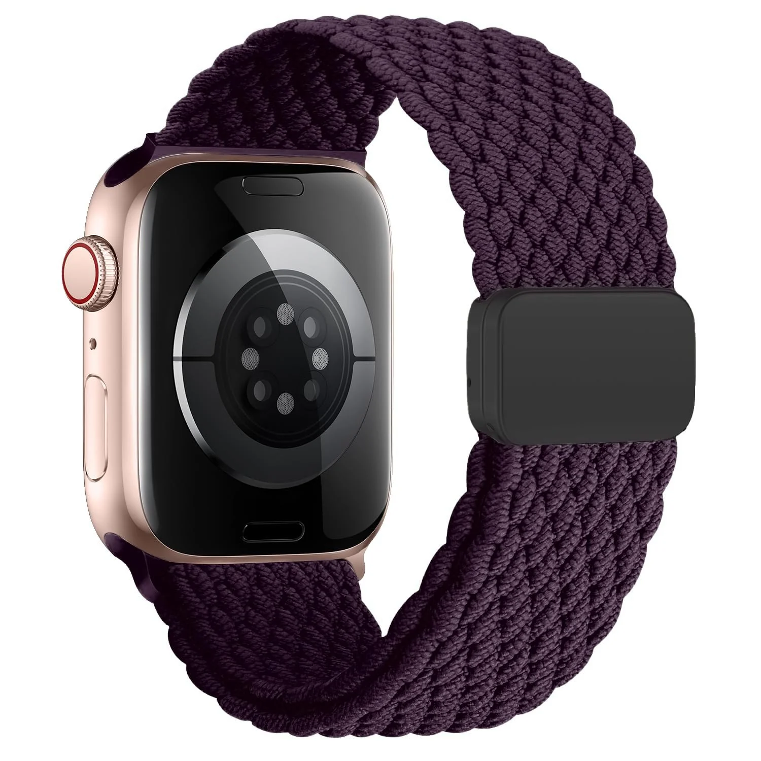 DL3 Mobilak Sport Solo Loop Compatible with Apple Watch Band 42mm 44mm 45mm 46mm 49mm for Women Men, Magnetic Strap Stretchy Braided Wristband for iWatch Series 11 10 9 8 7 6 5 4 3 Ultra 3 2 1 SE SE2 - Dark Purple