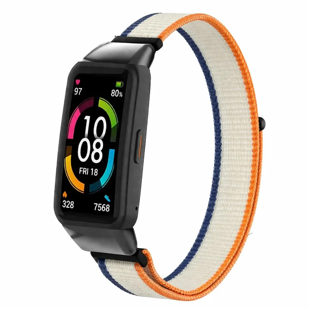 Dl3 Mobilak Nylon Band for Honor Band 6/Huawei Band 6 Pro/Huawei Band 6,Nylon Watch Strap Sport Wristband Soft Replacement Watch Strap Adjusable Wrist for Women Girl (Black Red)