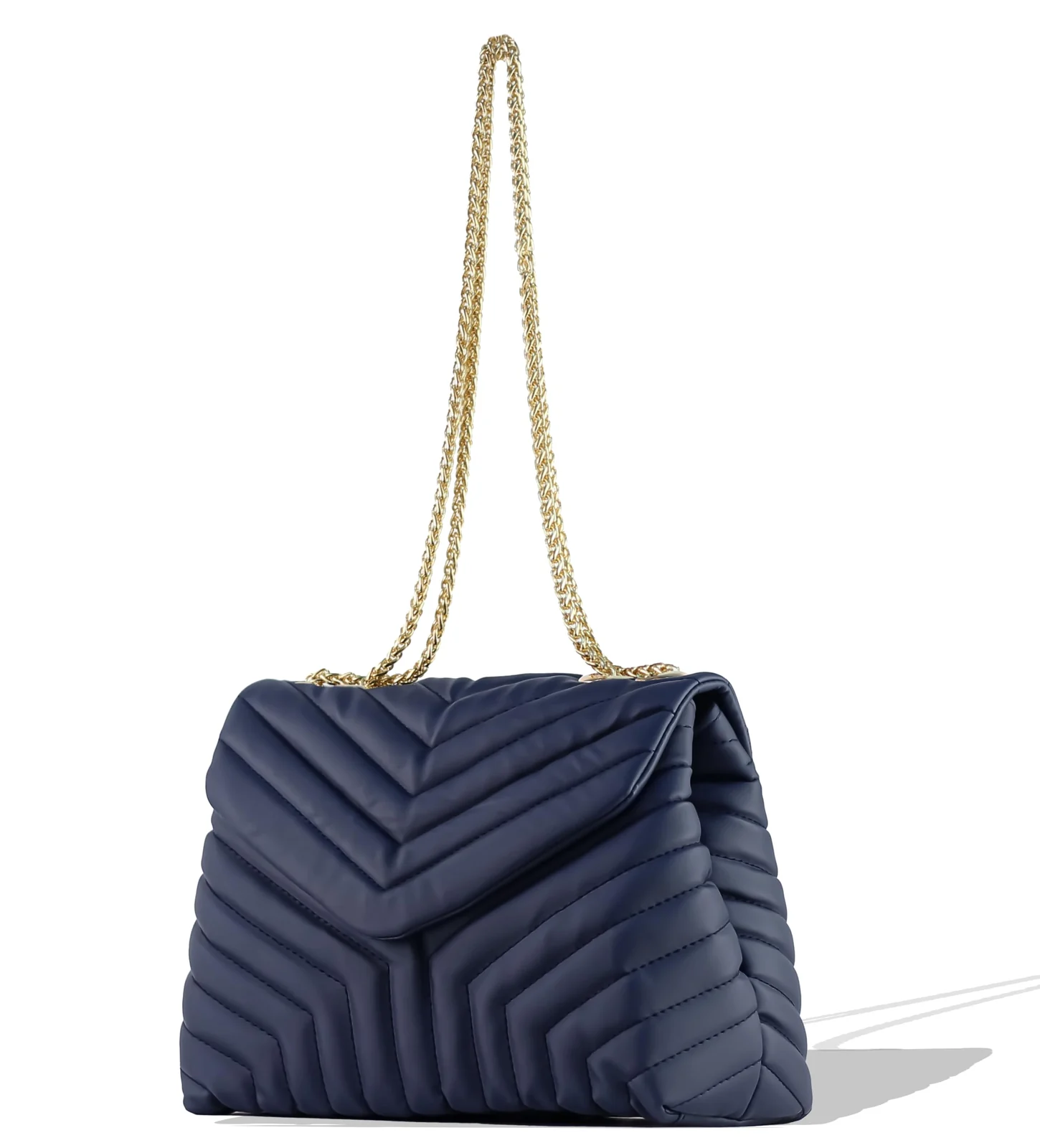 Mobigon Women's Quilted Crossbody Bag, PU Leather Shoulder Purse with Gold Chain Strap, Chevron Flap Handbag for Daily Use, Work, Travel & Evening