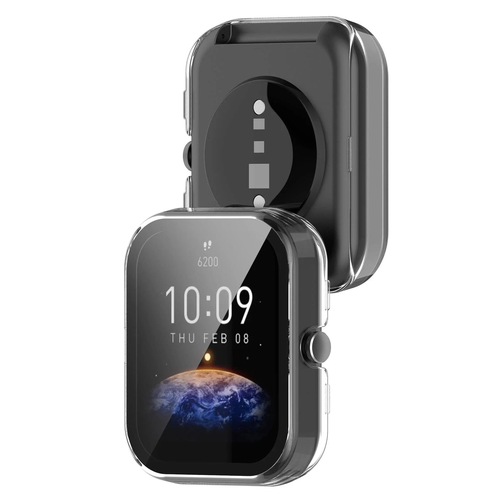 DL3 MOBILAK Full-Coverage Watch Case with Tempered Glass for Amazfit Bip 3 / Bip 3 Pro, Clear
