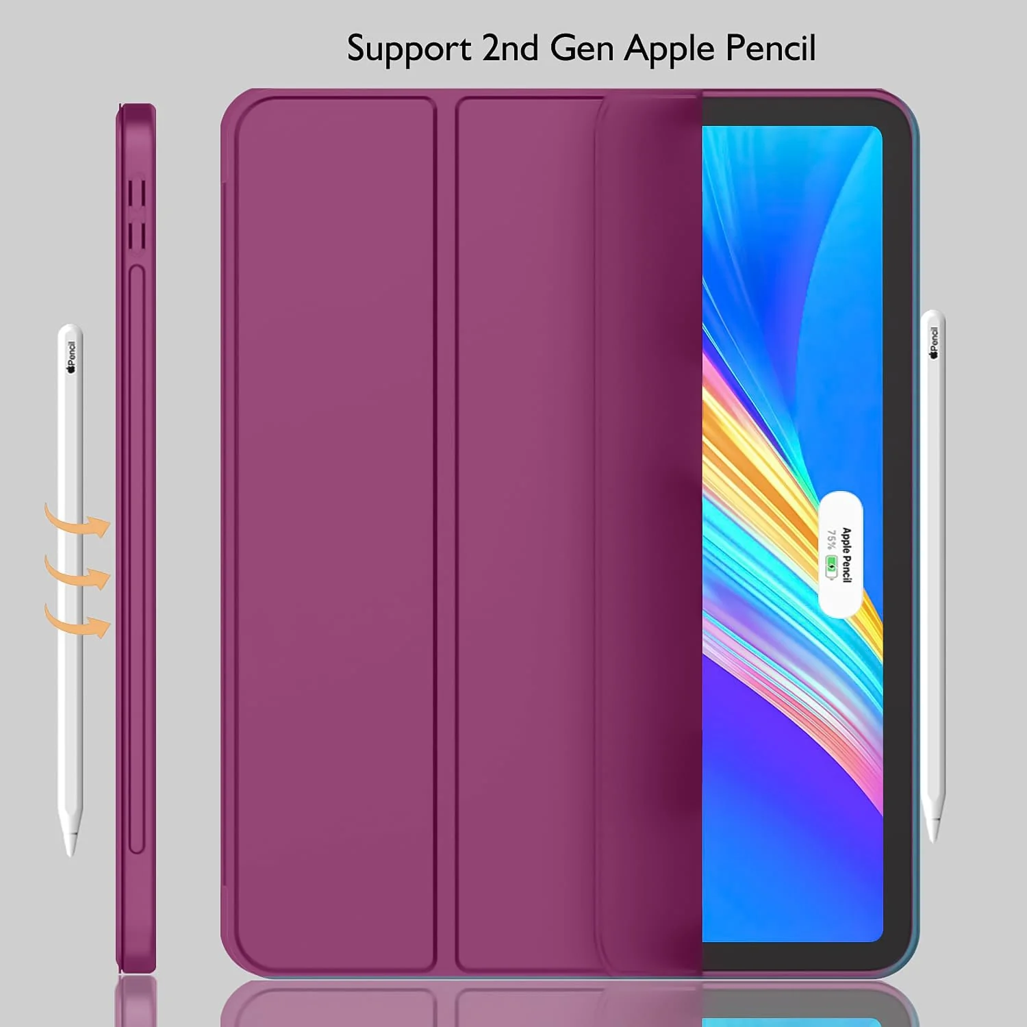 DL3 Mobilak Xiaomi Redmi Pad SE 8.7'' inch 2024 Tablet Case with Pen Holder, Soft TPU Back Trifold Stand Protective Smart Cover Flip, Auto Wake&Sleep - Rose Red