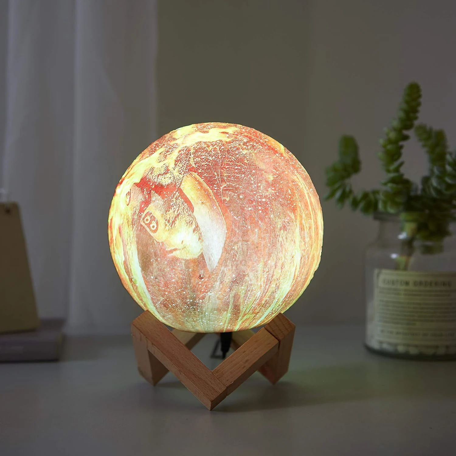 Mobigon 1500ML Air Humidifier 3D Moon Lamp light Diffuser Aroma Essential Oil USB Ultrasonic Humidificador Night Mist Purifier - Multy Color 2