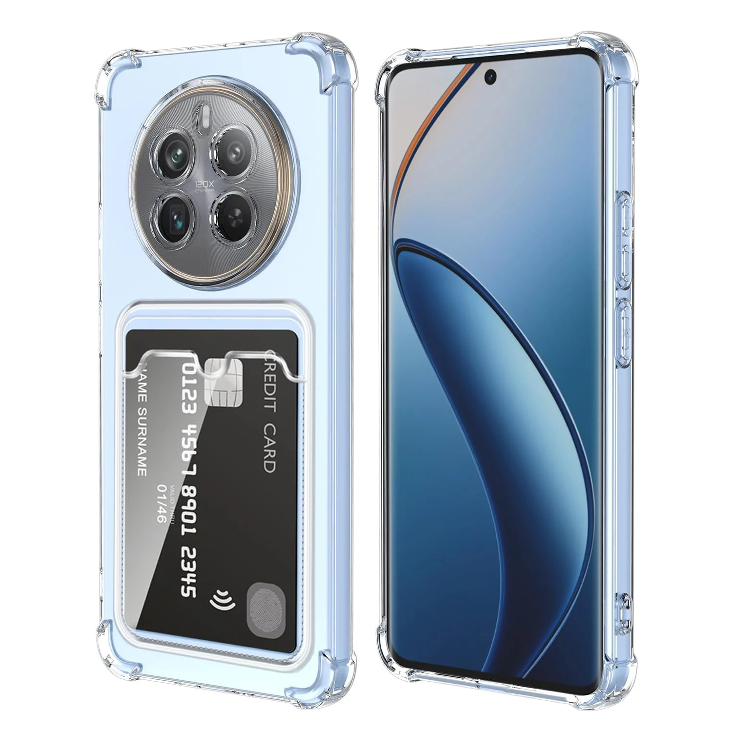 DL3 Mobilak Case Compatible with realme 12 Pro | Compatible with realme 12 Pro+ Plus Clear Card Holder Back Wallet Crystal Transparent Soft TPU Shockproof Bumper Corner Drop Protection Phone Cover - Clear