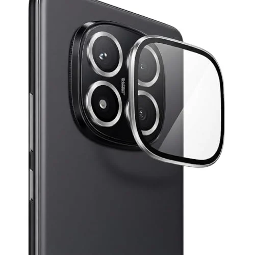 DL3 Mobilak Camera Lens Protector for Xiaomi Redmi Note 14 Pro+ Plus 5G Accessories, 9H Tempered Glass Metal Individual Ring Camera Cover Screen Protector, Case Friendly, Anti Scratch - Silver