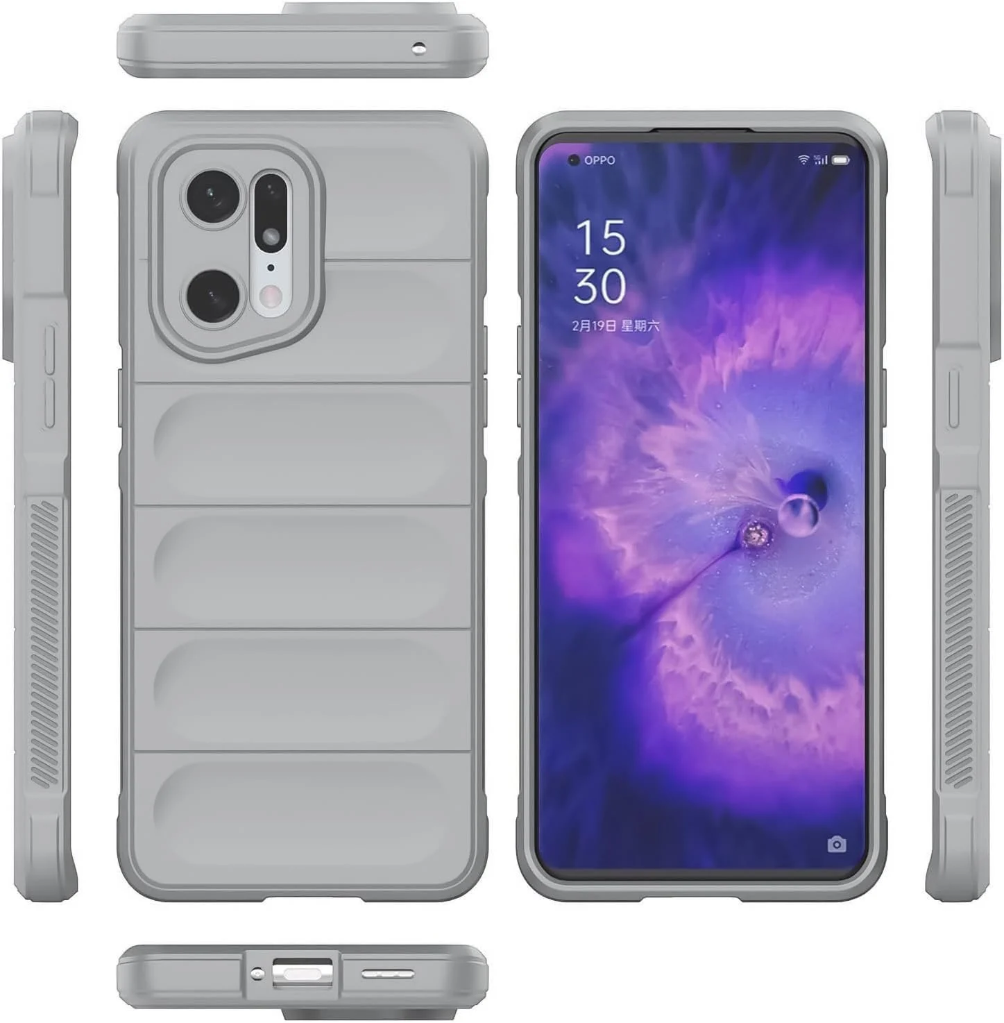 DL3 Mobilak Silicone Case for OPPO Find X5 Heavy Duty Protective [Slim Fit] Shockproof Soft Flexible Protective Design Shock-Absorption TPU Cover With Camera Protection - Gray