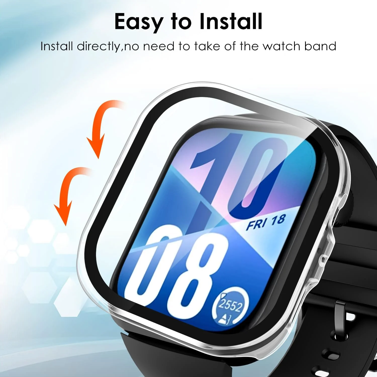 DL3 Mobilak Case Compatible with Huawei Watch Fit 4, Full Coverage Slim Hard Case Protective Bumper Built-in Tempered Glass Screen Protector Shell for Huawei Watch Fit 4 - Clear