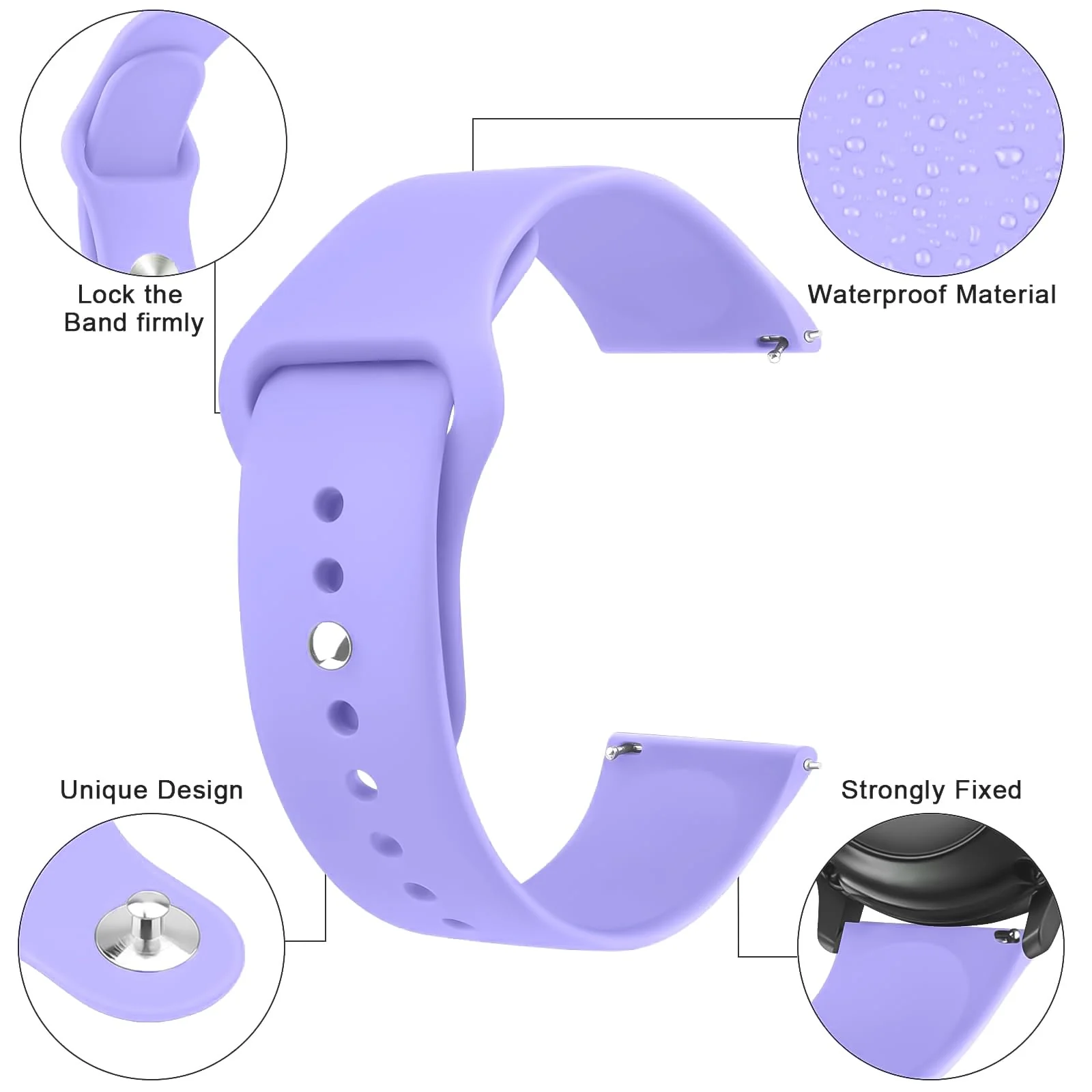 DL3 Mobilak Straps Compatible with Xiaomi Redmi Watch 5 Active/Redmi Watch 5 Lite Bracelets for Men Women, 22mm Soft Silicone Strap, Waterproof Adjustable Band Sports Replacement - Light Purple