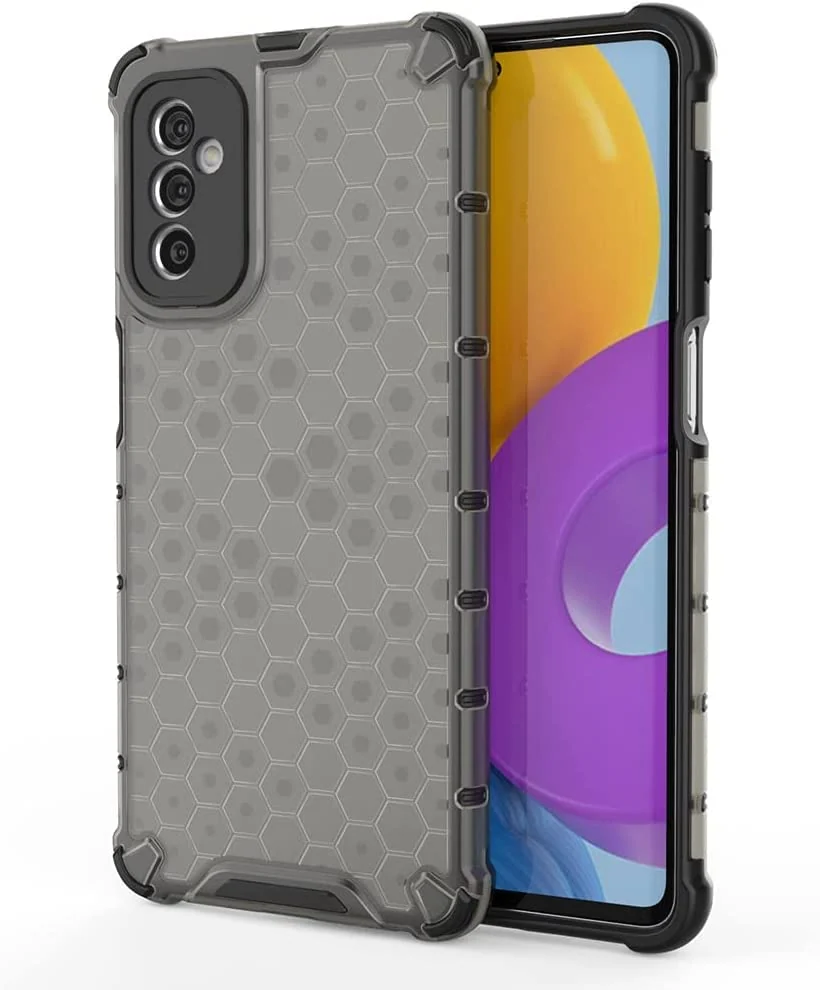 DL3 Mobilak Honeycomb Protective Case for Samsung Galaxy M52 5G, Shock-absorbing protection, Transparent design, Slim, lightweight profile - Black