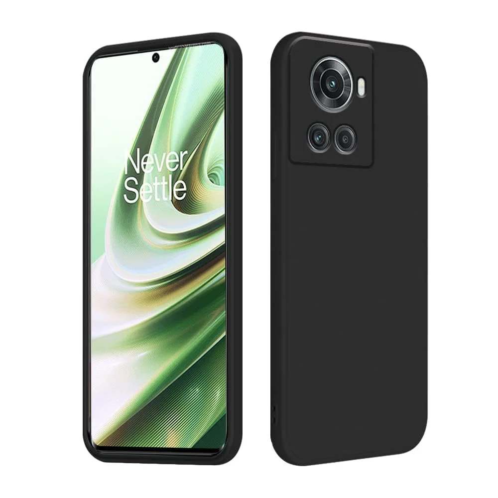 DL3 Mobilak OnePlus 10R Case, Soft Flexible Silicone Gel Rubber Bumper Cover, Full Body Shockproof Protective Phone Case - Black