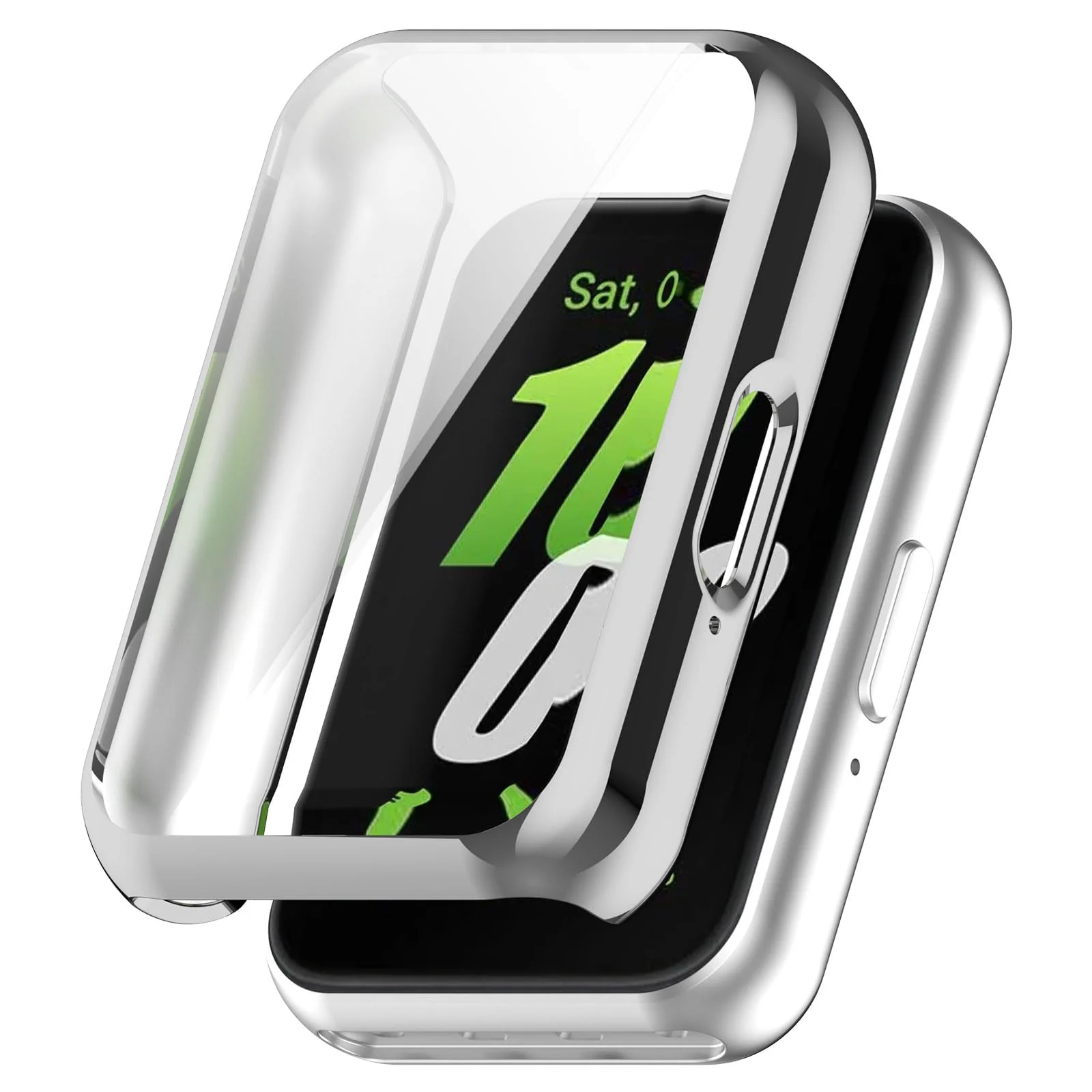 DL3 Mobilak Case Compatible with Samsung Galaxy Fit 3 Case All-Around with Built-in Screen Protector Watch Soft TPU Shockproof Cover Slim Guard Thin Bumper Shell Protector - Silver