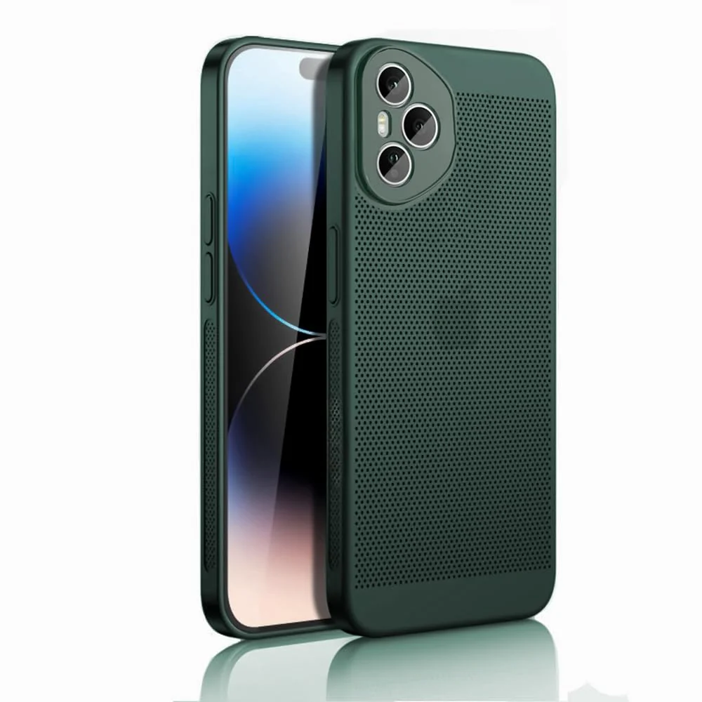 DL3 Mobilak Case For Honor 400 Pro 5G Heat Dissipation Case with Built-in Camera Lens Protector Slim Fit Breathable Cooling Anti-Fingerprint Hard PC Back Shockproof Cover - Green