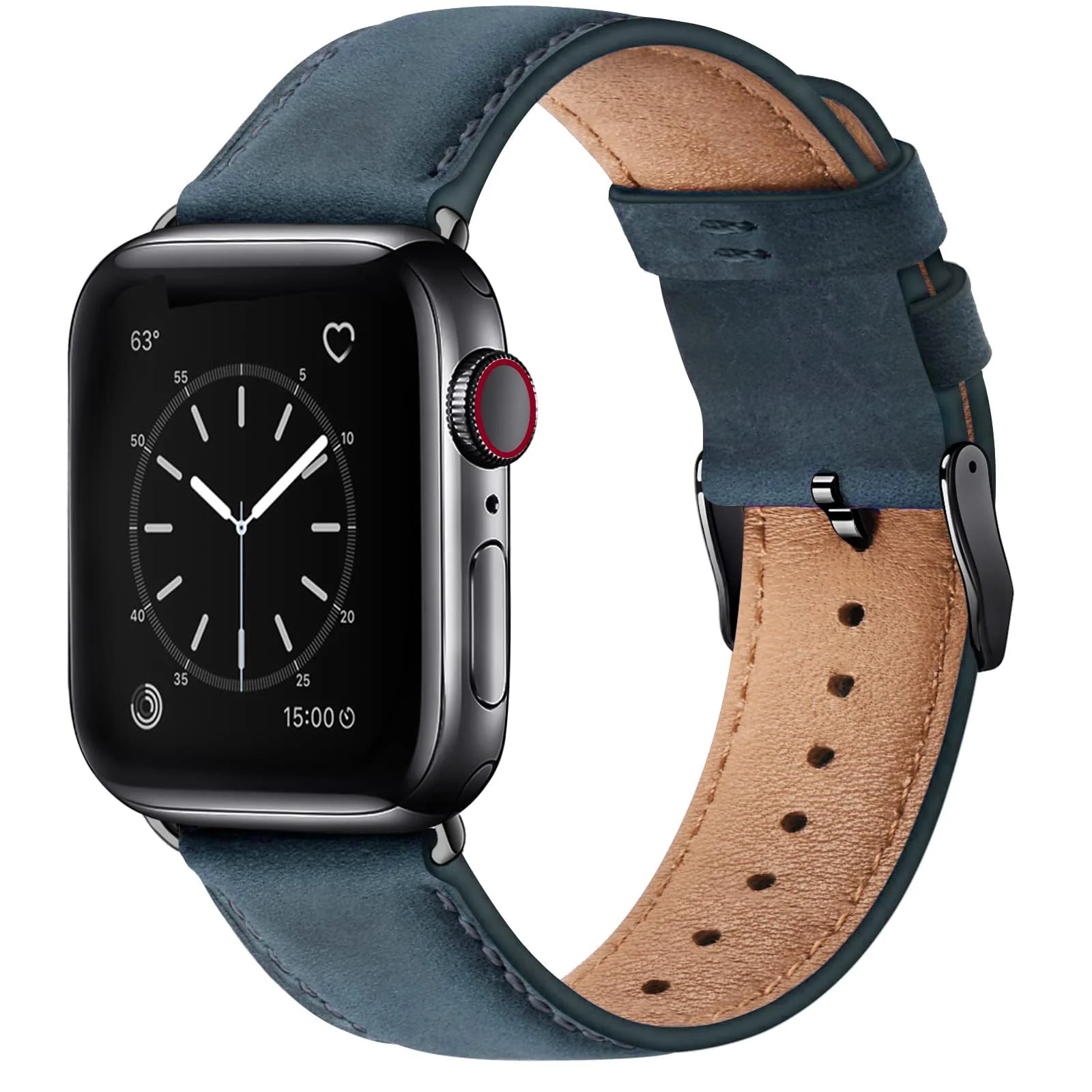 DL3 Mobilak Compatible with Apple Watch Band 49mm 46mm 45mm 44mm 42mm Leather Band Replacement Strap, Soft Leather Bracelet for iWatch Series 11 10 9 8 7 6 5 4 SE SE2 Ultra 3 2 1 - Black