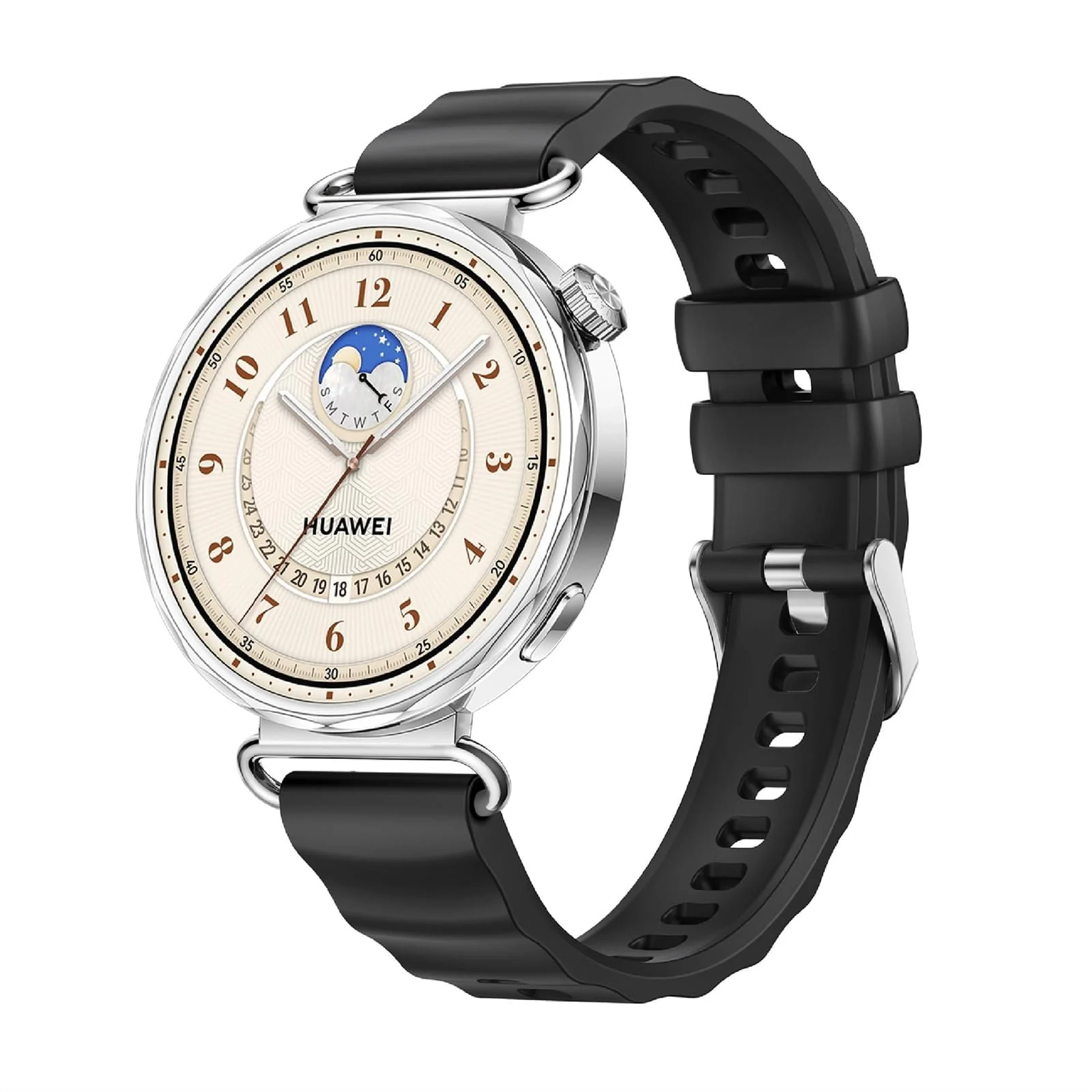 DL3 Mobilak 18mm Silicone Strap Compatible with Huawei Watch GT 6 41mm/GT 5 Pro 42 mm/GT5 41mm/GT4 41 mm/Huawei Watch 5 42mm, 18 mm Silicone Sport Replacement Band for Venu 2S/3S/Vivomove 3S/4S - A-black