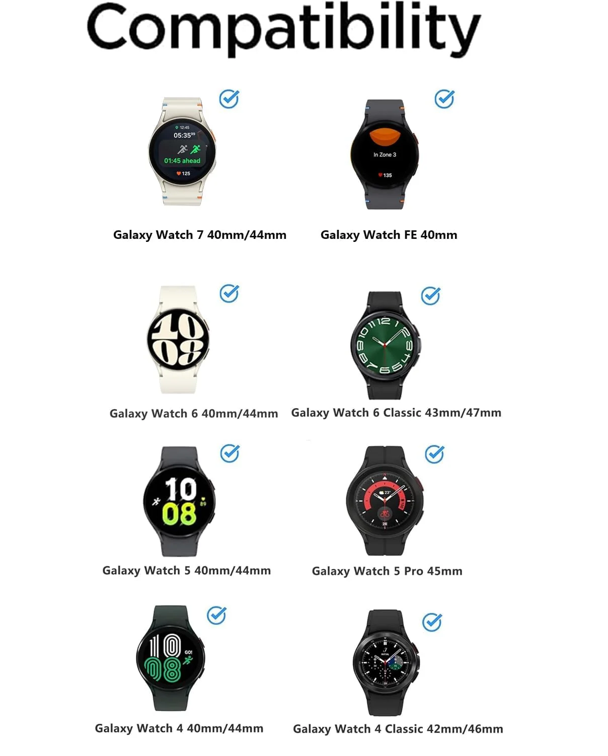 DL3 Mobilak Sport Watch Band Compatible with Samsung Galaxy Watch 7 FE 6 5 4 Band 40mm 44mm/ Galaxy Watch 6 Classic Bands 43mm 47mm/Watch 5 Pro Band 45mm/ Galaxy Watch4 Classic Band 42mm 46mm, No Gap - Dark Blue